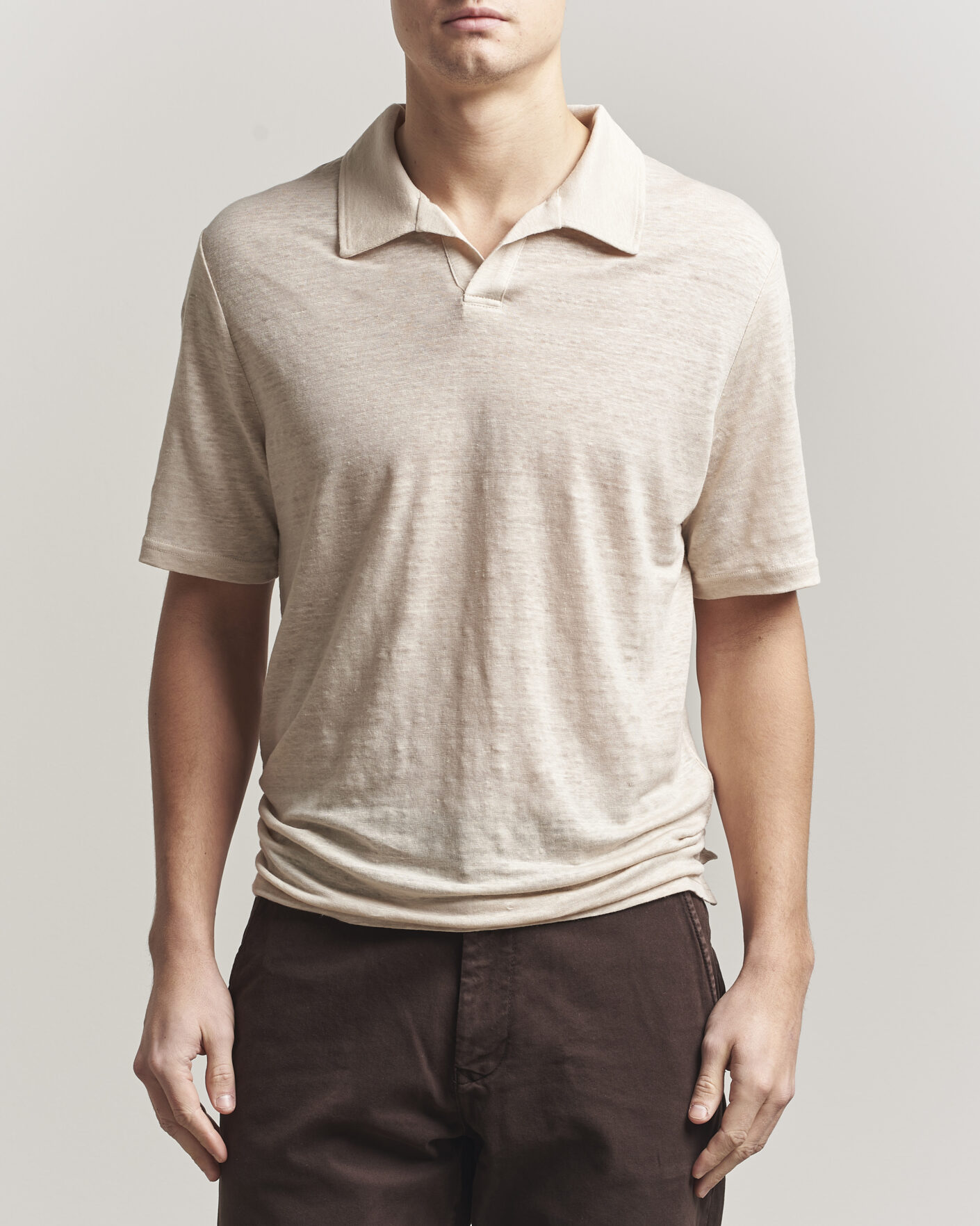 Uomini | Polo | J.Lindeberg | Roy Linen Polo Moonbeam