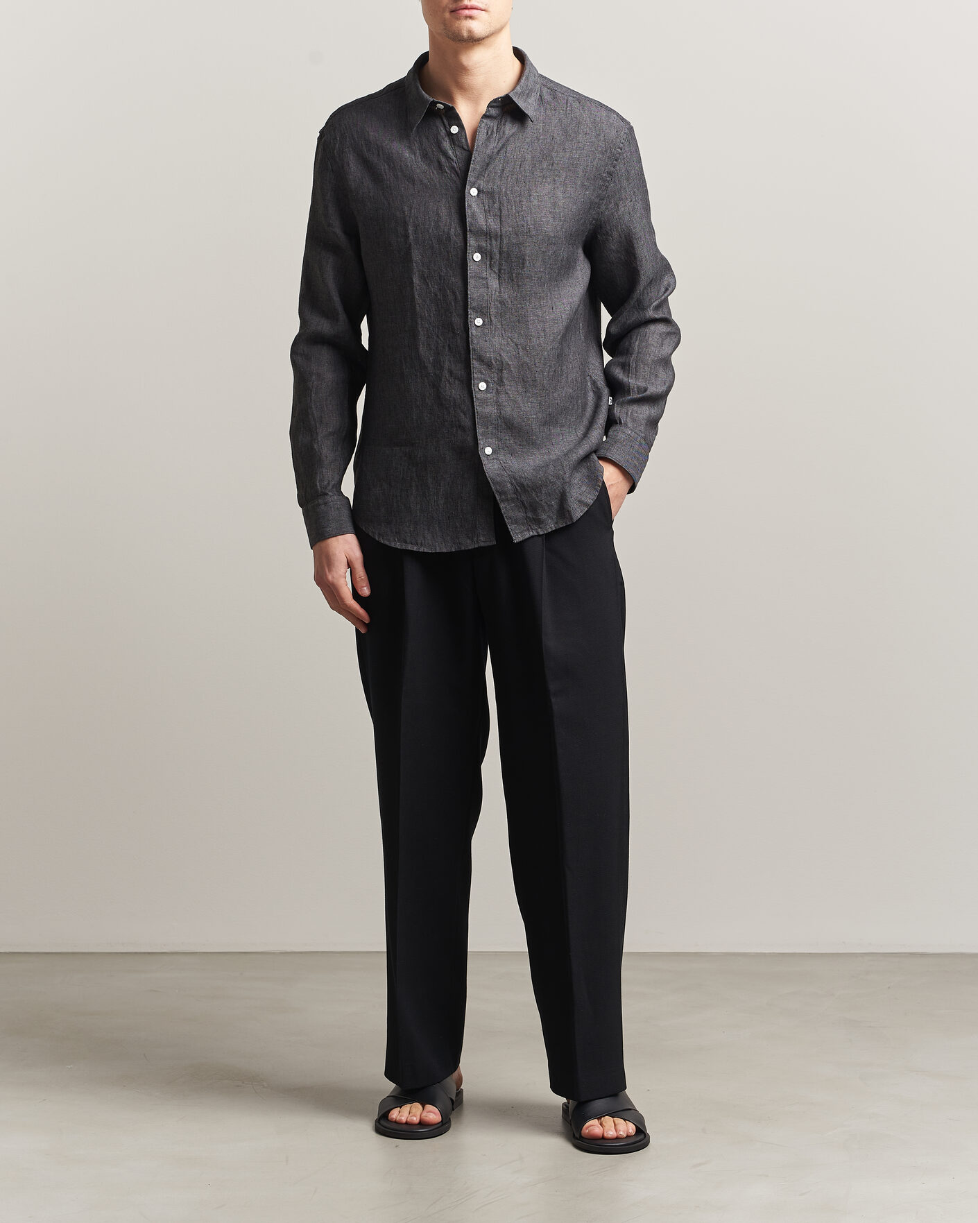 Uomini | Camicie | J.Lindeberg | Marlon Linen Melange Shirt Black