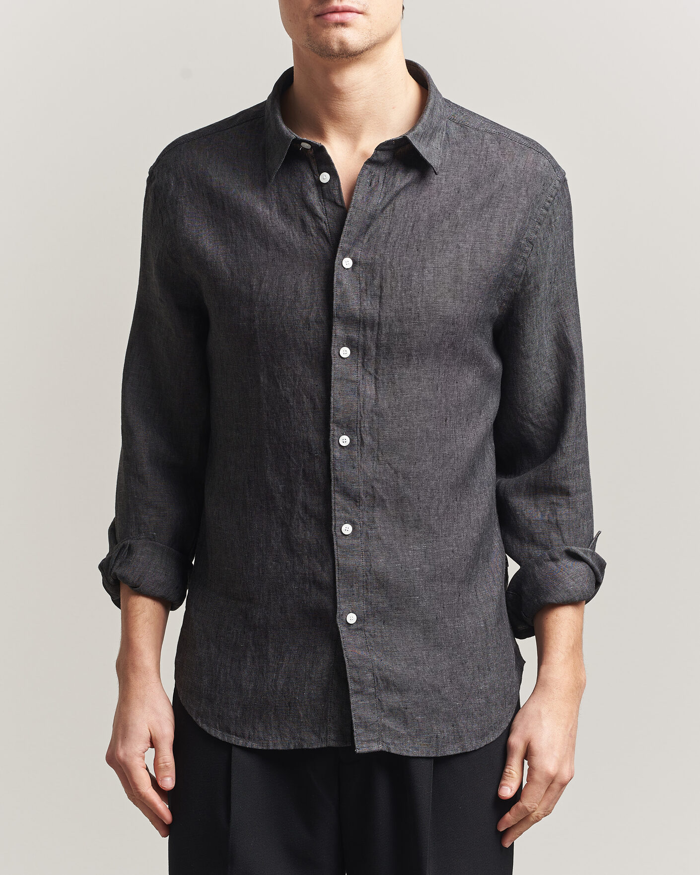 Uomini | Camicie | J.Lindeberg | Marlon Linen Melange Shirt Black