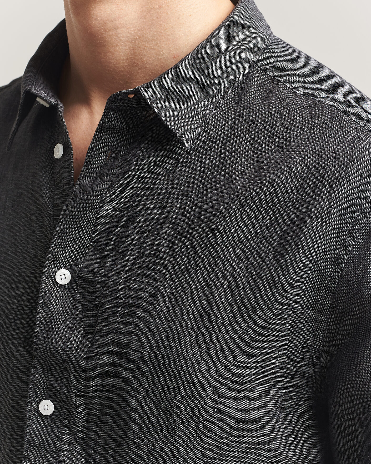 Uomini | Camicie | J.Lindeberg | Marlon Linen Melange Shirt Black
