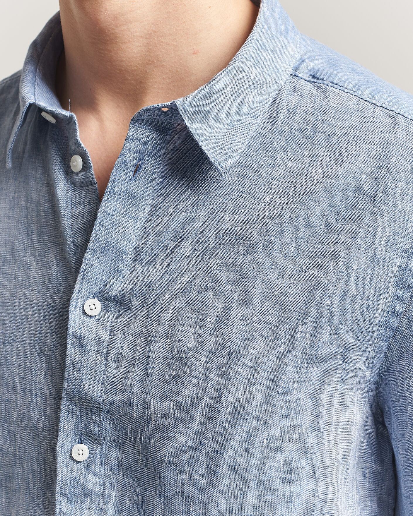 Uomini | Camicie | J.Lindeberg | Marlon Linen Melange Shirt Federal Blue