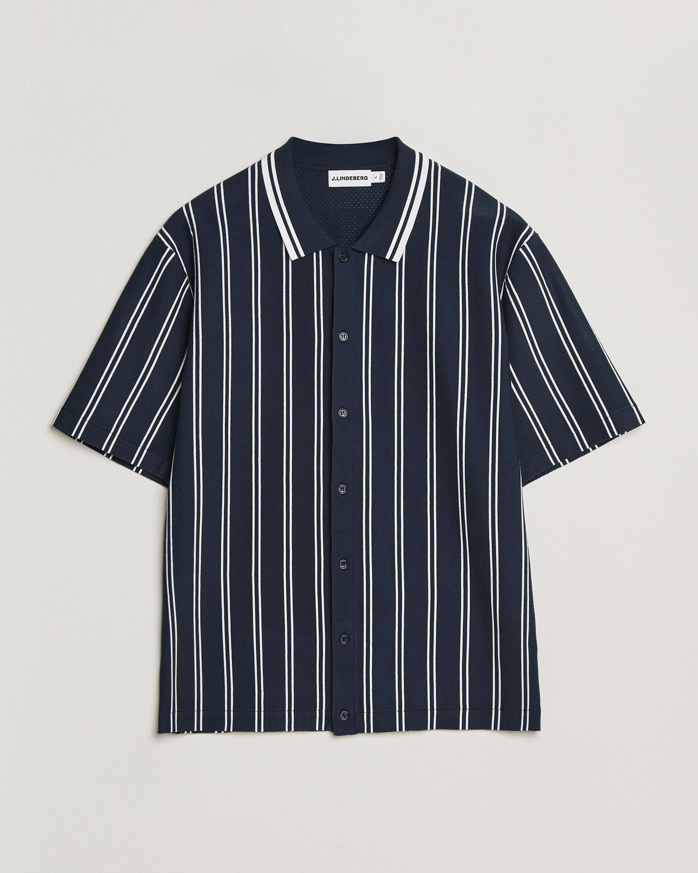 Uomini | Camicie | J.Lindeberg | Rue Knit Short Sleeve Shirt JL Navy