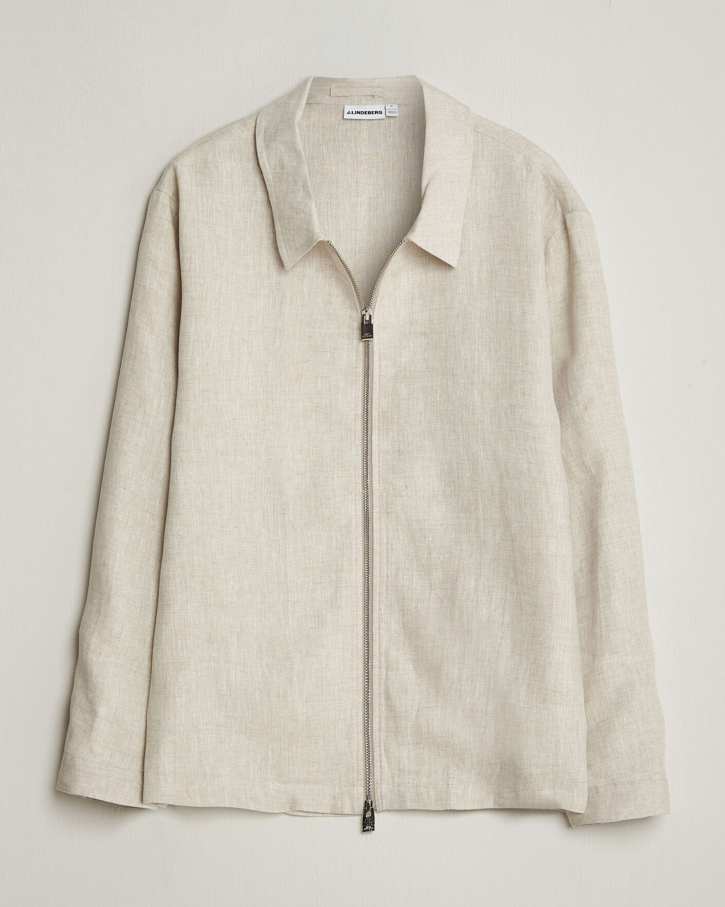 Uomini | Camicie | J.Lindeberg | Julius Drape Linen Overshirt Moonbeam