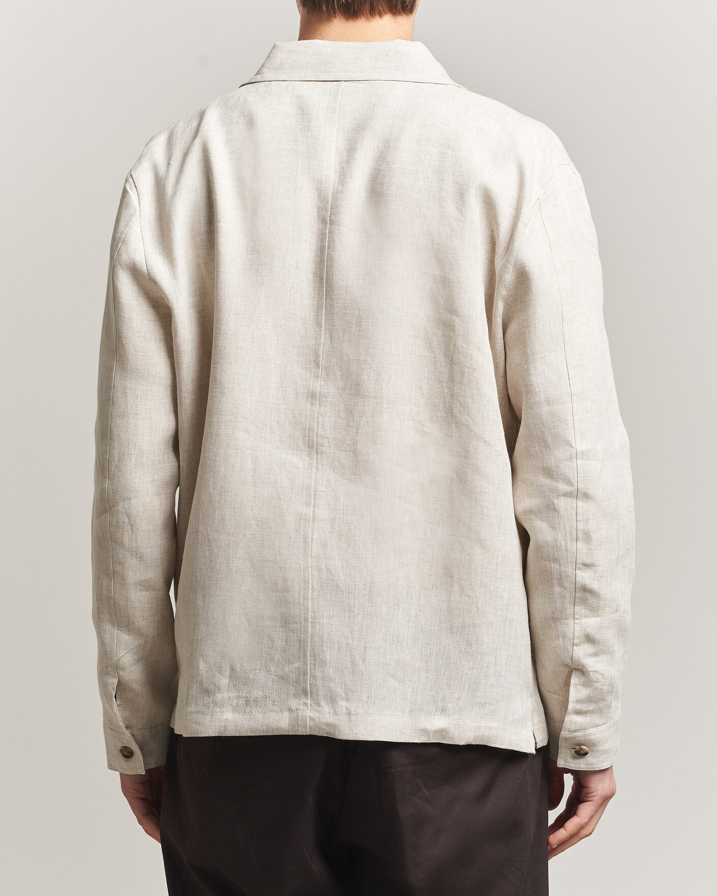 Uomini | Camicie | J.Lindeberg | Julius Drape Linen Overshirt Moonbeam