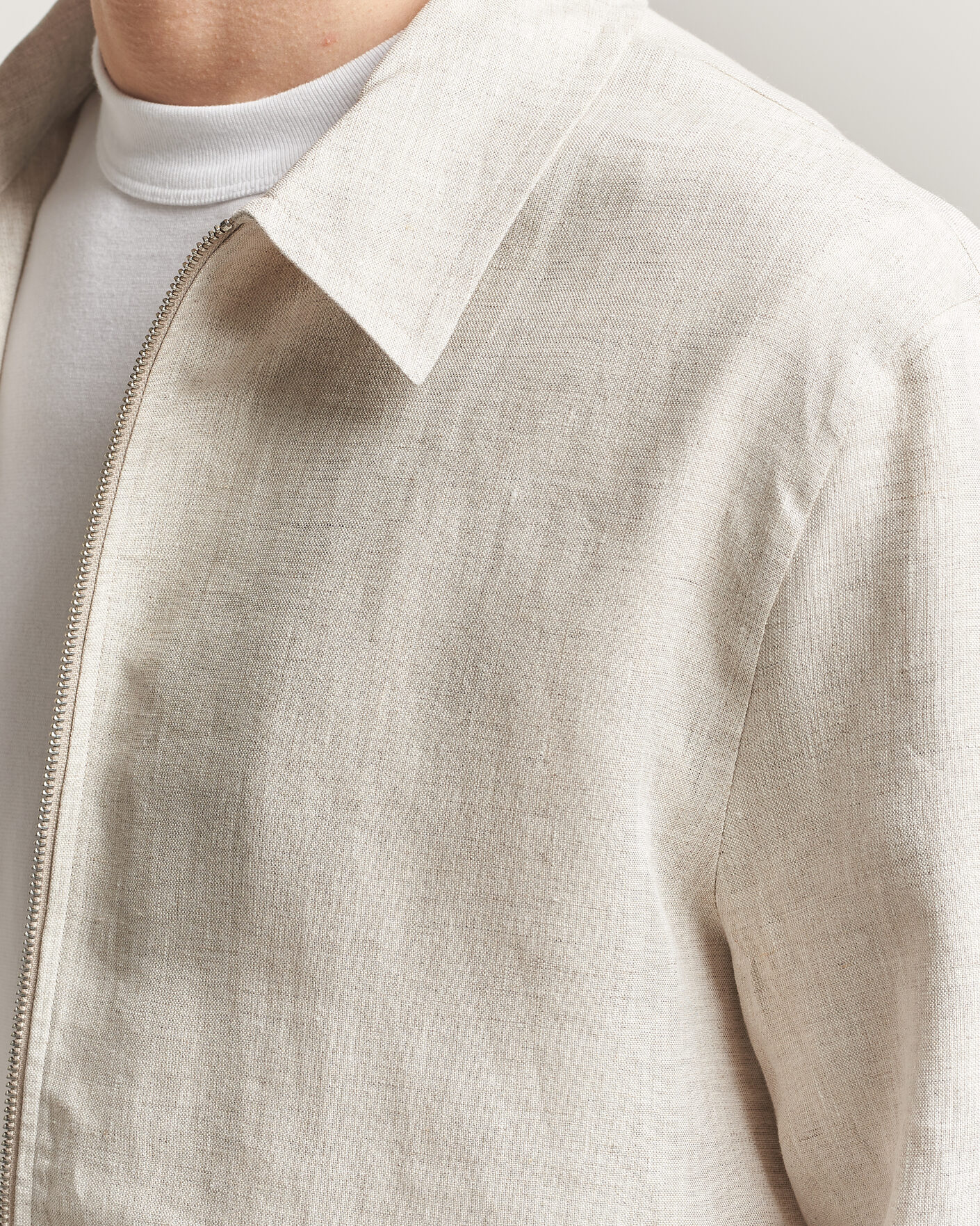 Uomini | Camicie | J.Lindeberg | Julius Drape Linen Overshirt Moonbeam