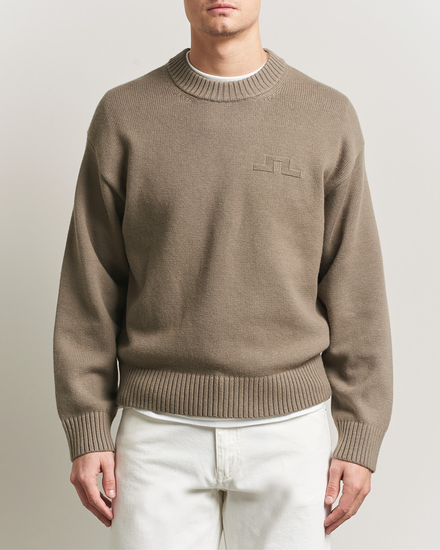 Uomini | Maglieria | J.Lindeberg | Eddy Cotton Wool Crew Neck Brindle