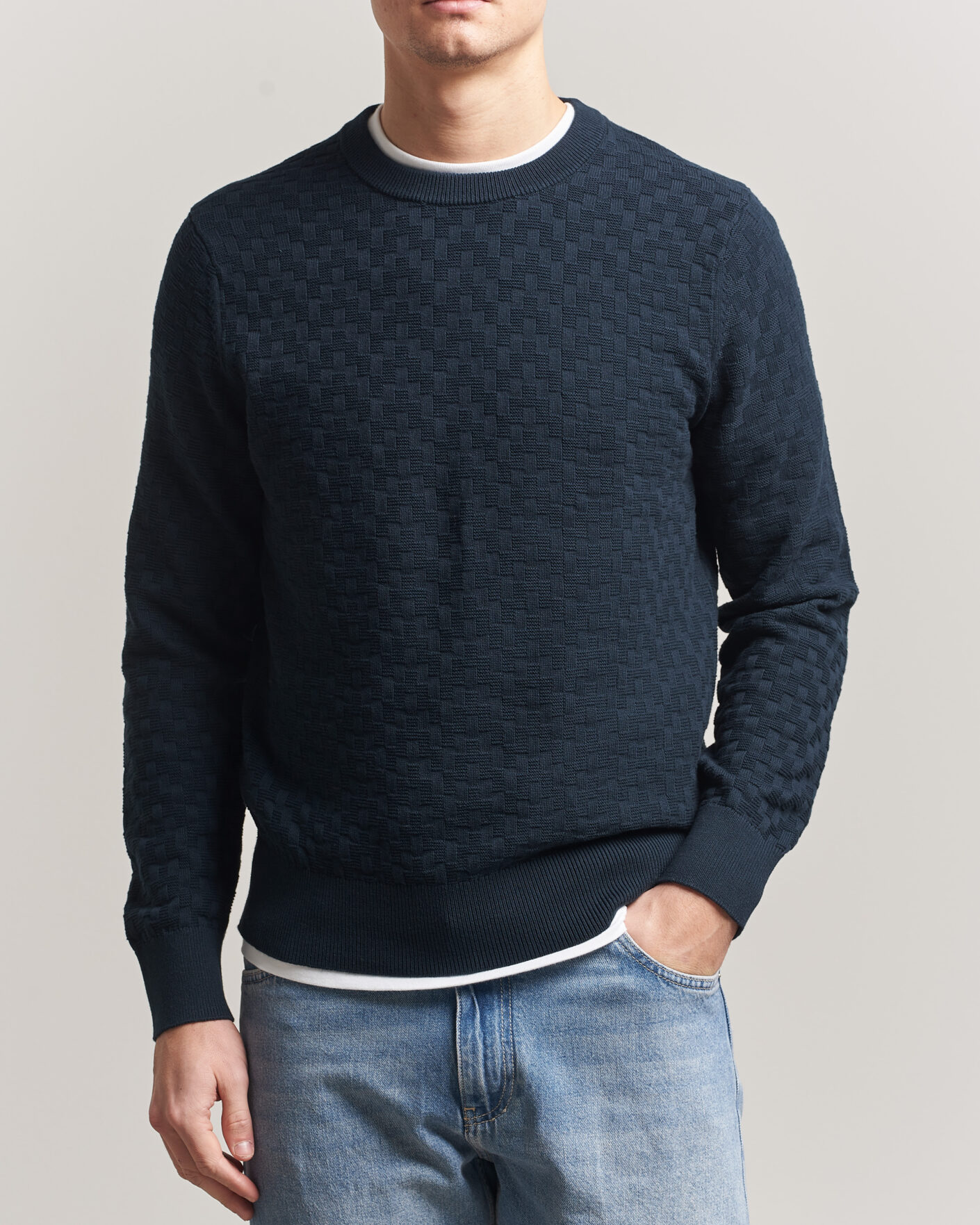 Uomini | Maglieria | J.Lindeberg | Arthur Knit Cotton Sweater JL Navy