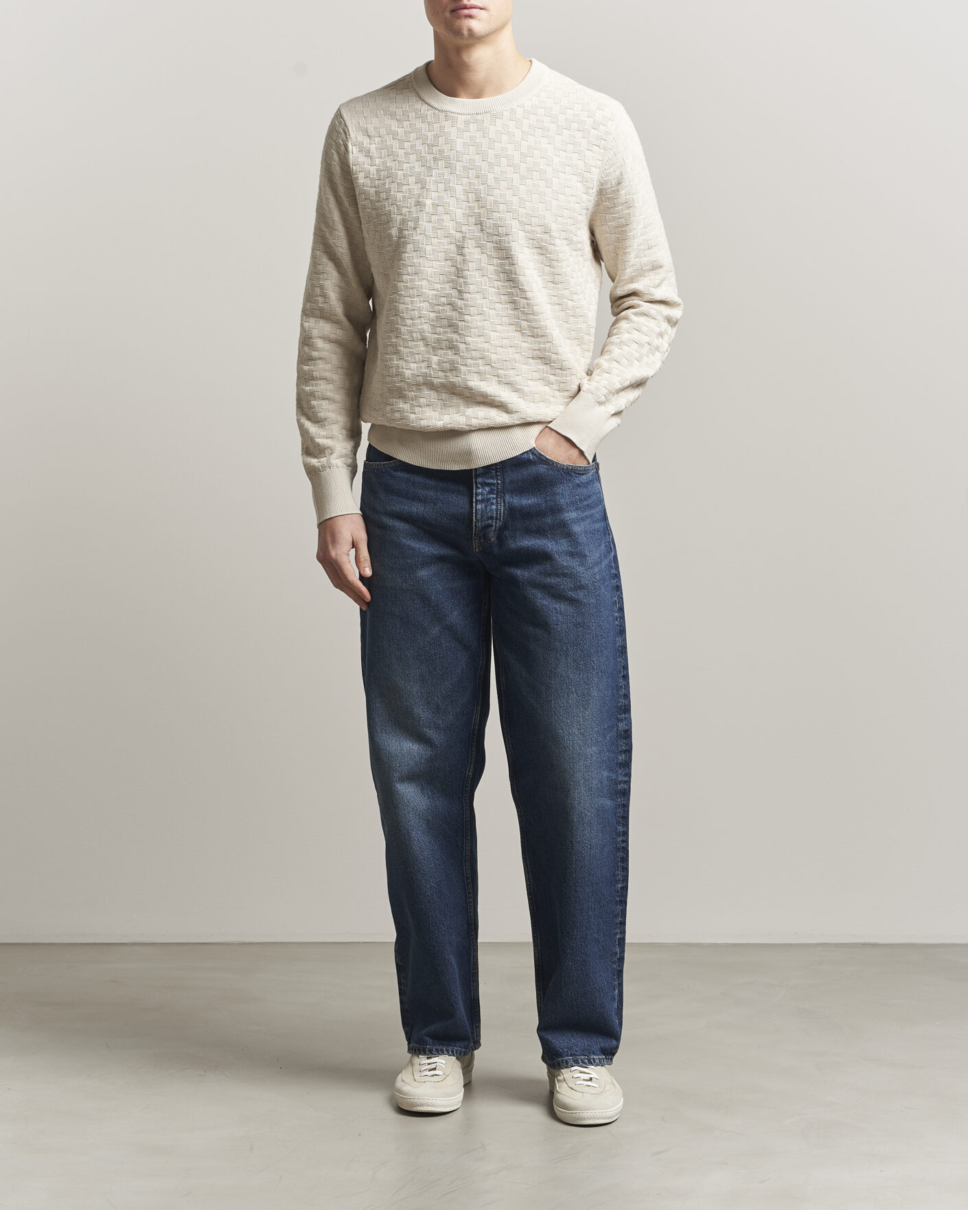 Uomini | Maglieria | J.Lindeberg | Arthur Knit Cotton Sweater Moonbeam