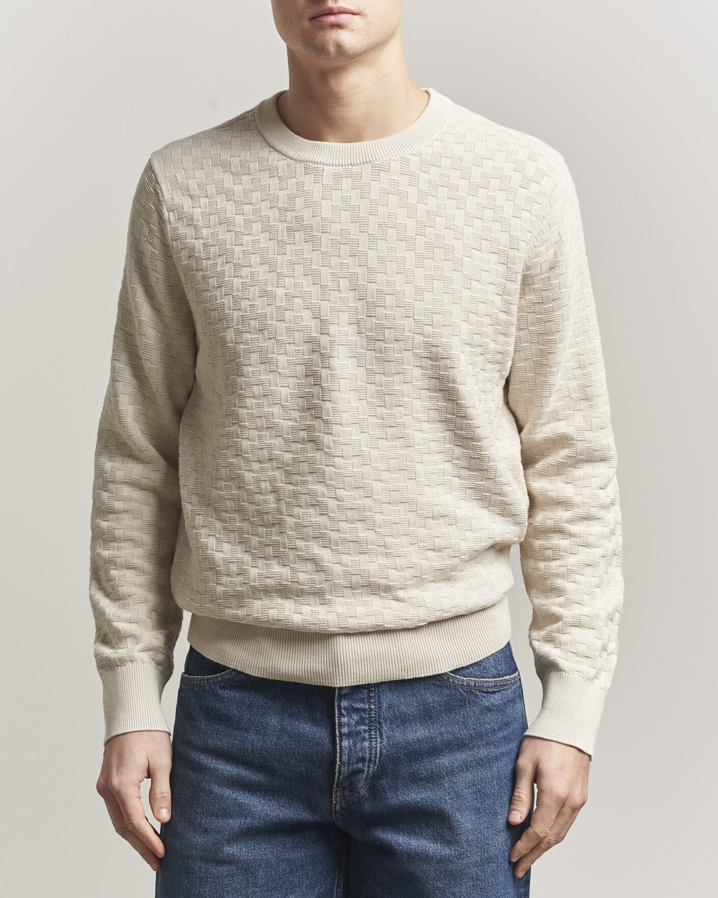 Uomini | Maglieria | J.Lindeberg | Arthur Knit Cotton Sweater Moonbeam