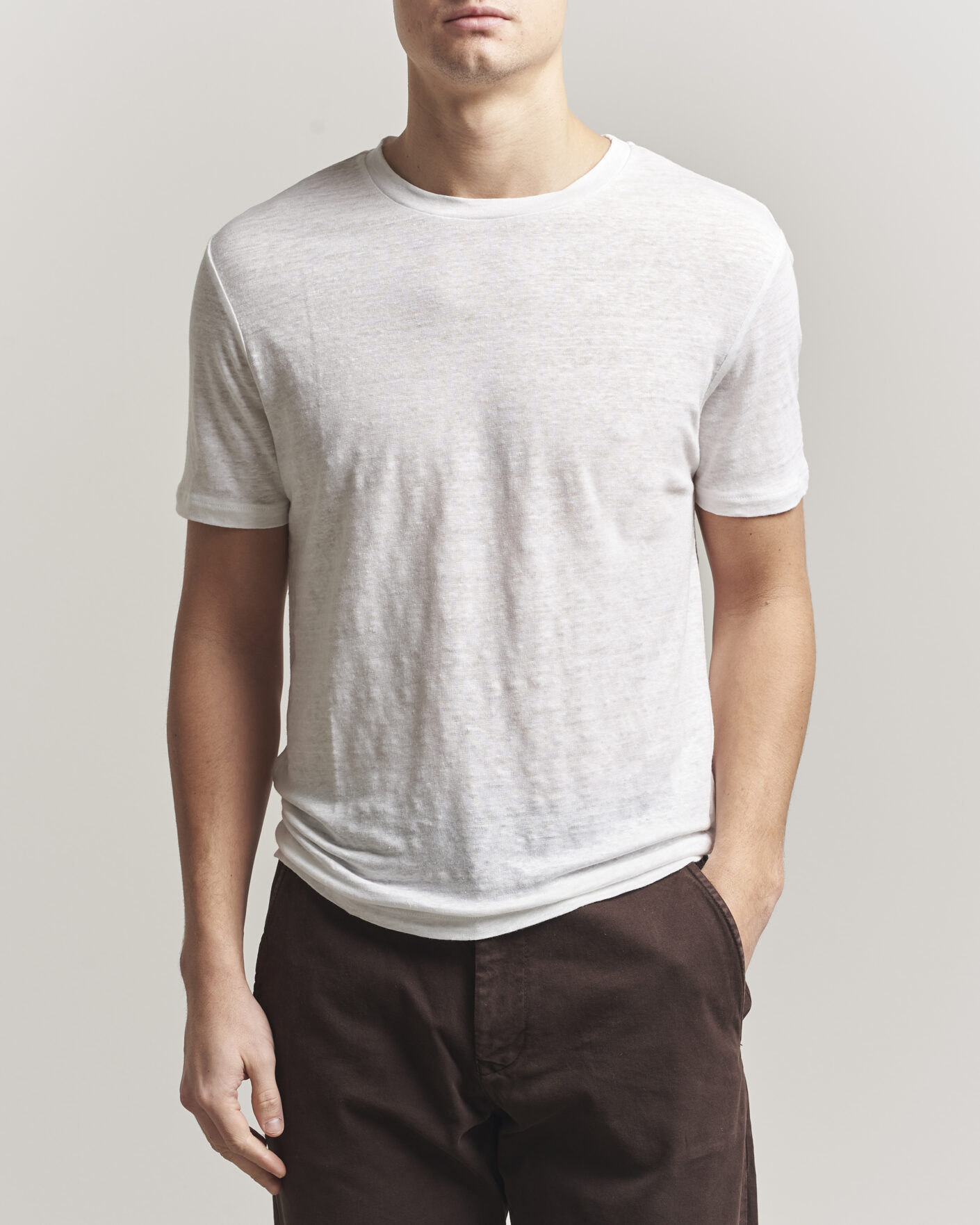 Uomini | T-shirt | J.Lindeberg | Coma Linen T-Shirt White