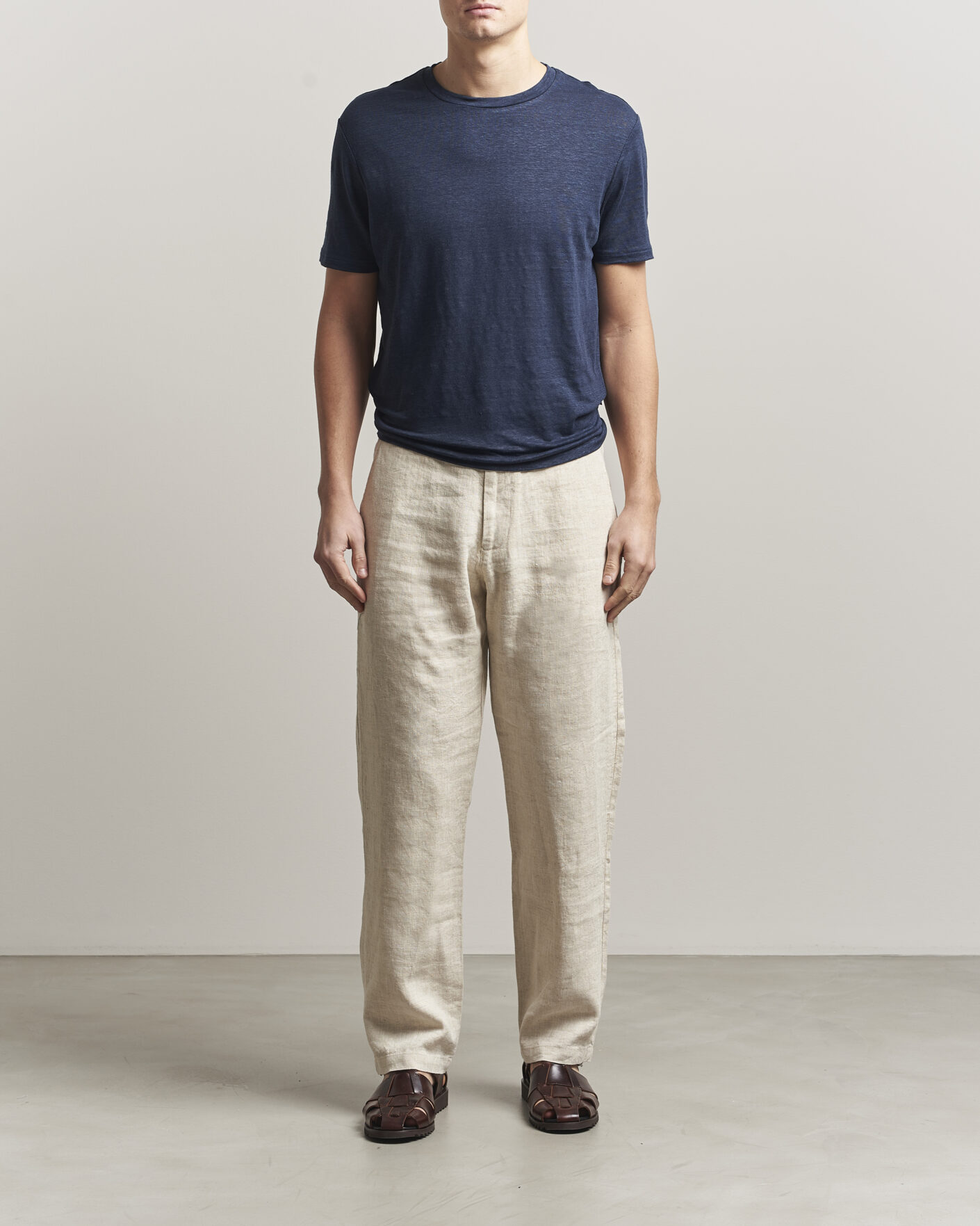 Uomini | T-shirt | J.Lindeberg | Coma Linen T-Shirt JL Navy