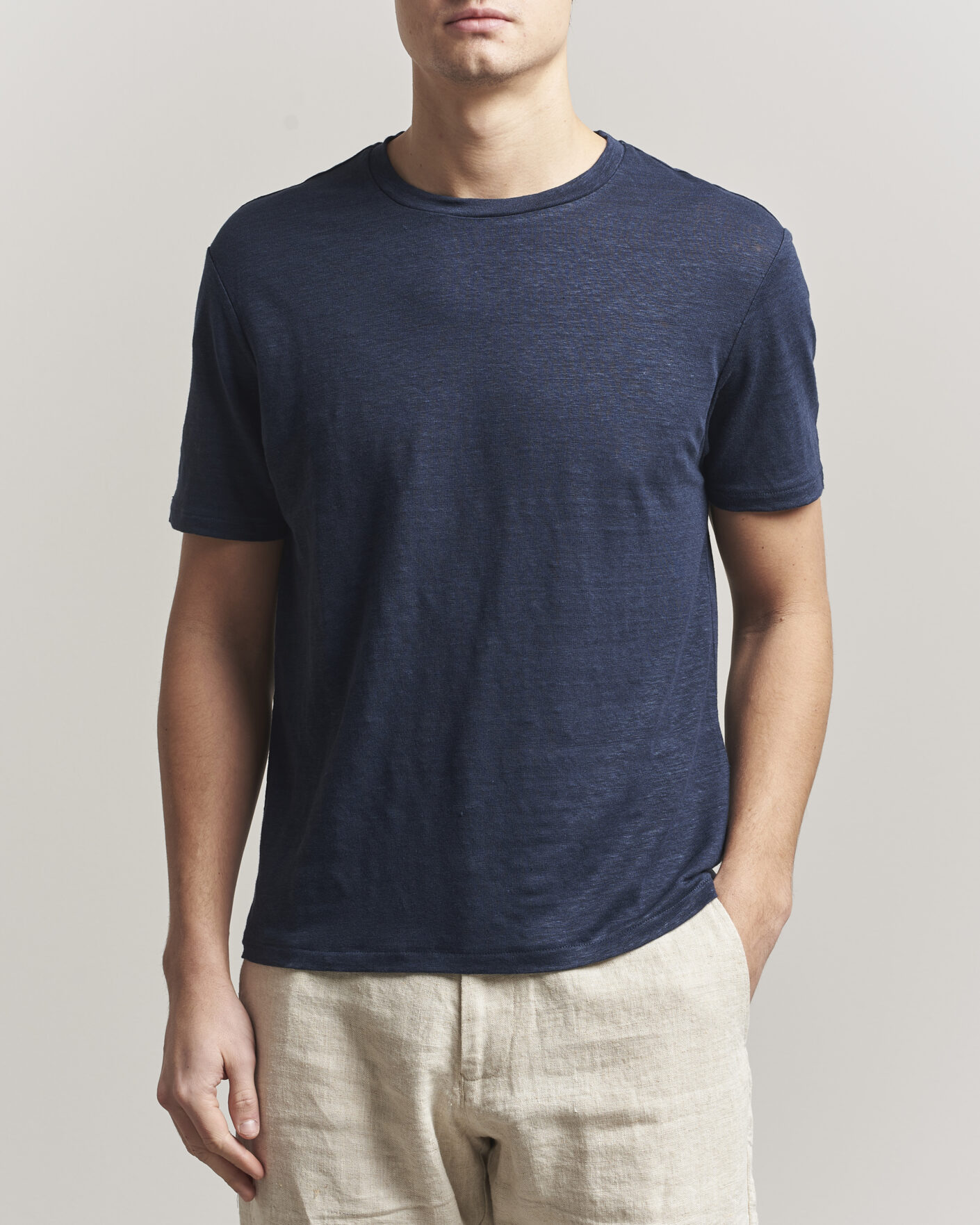 Uomini | T-shirt | J.Lindeberg | Coma Linen T-Shirt JL Navy