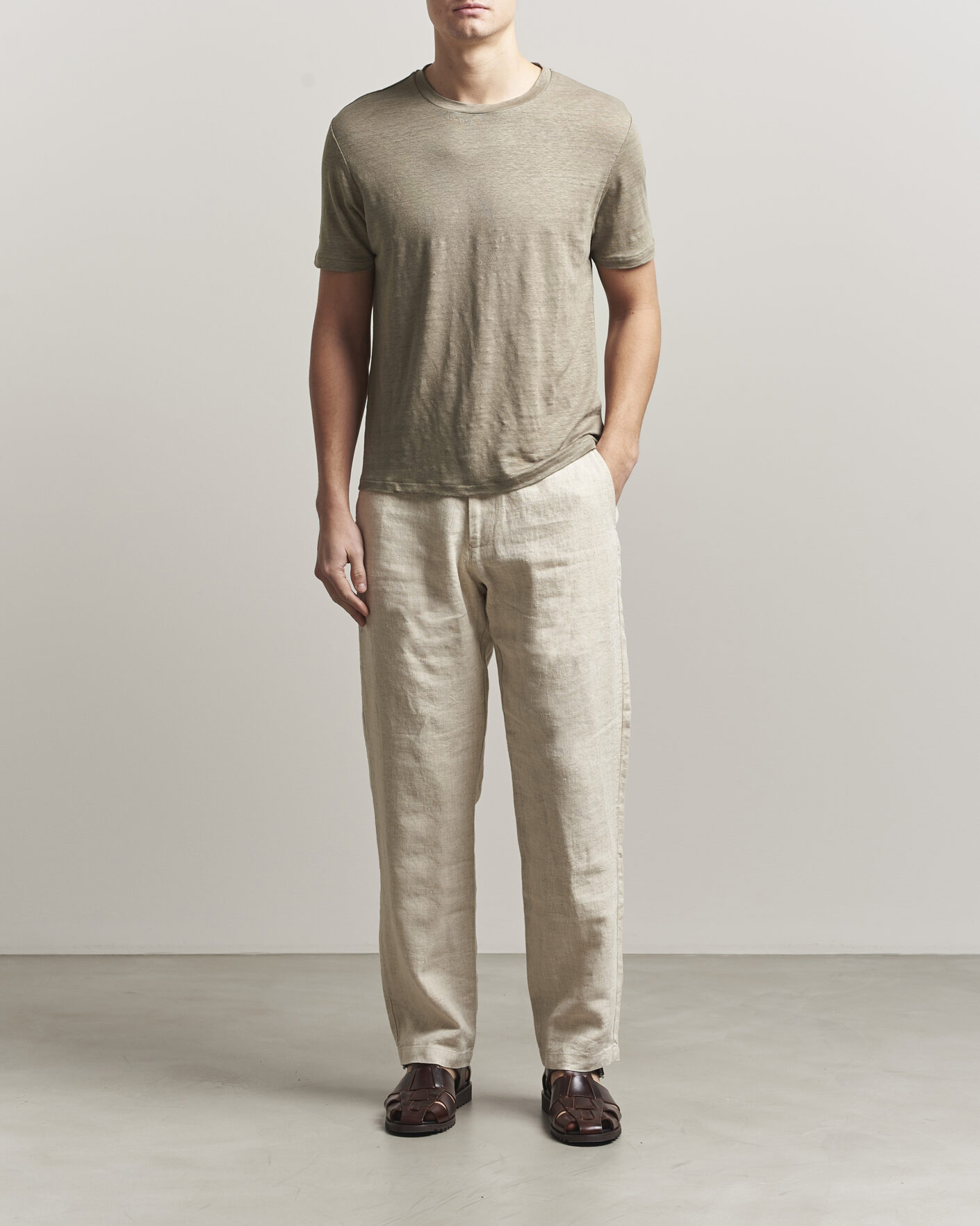Uomini | T-shirt | J.Lindeberg | Coma Linen T-Shirt Brindle