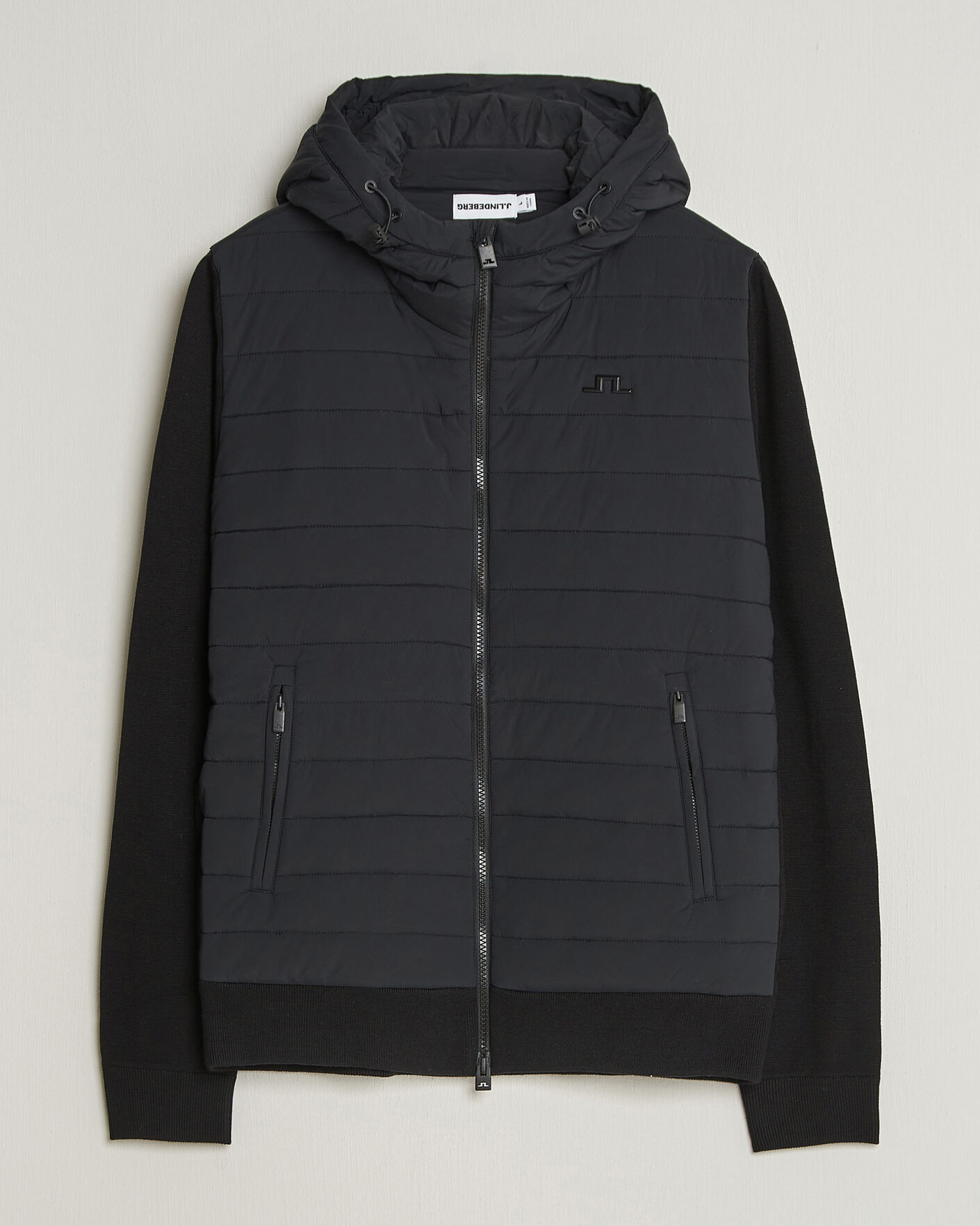 Uomini | Giacche | J.Lindeberg | Ebbe Hybrid Knit Hoodie Black
