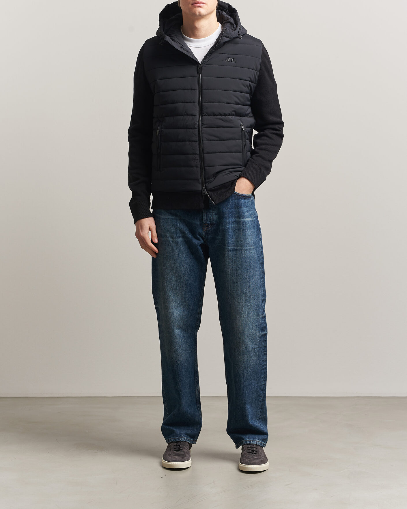 Uomini | Giacche | J.Lindeberg | Ebbe Hybrid Knit Hoodie Black