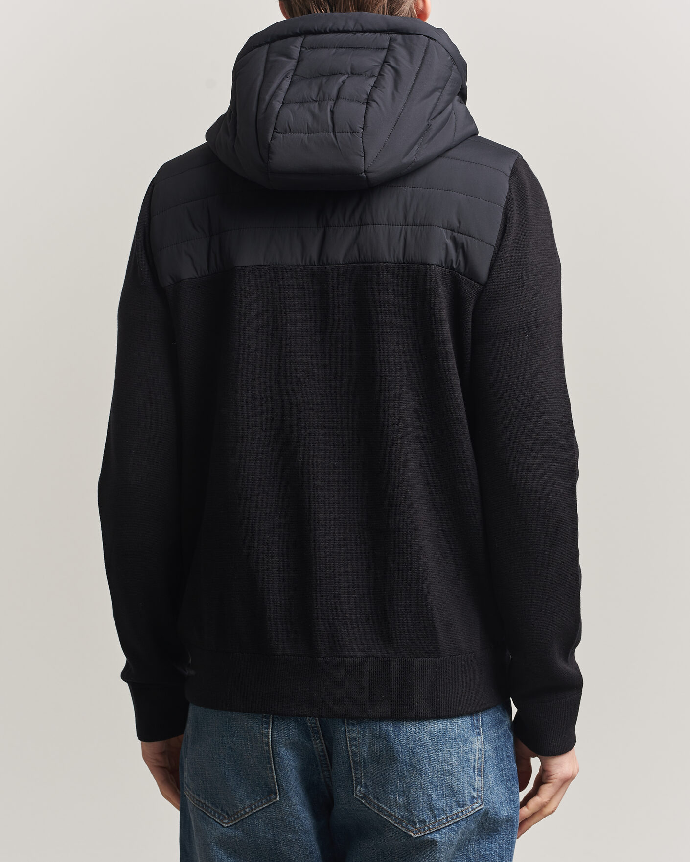 Uomini | Giacche | J.Lindeberg | Ebbe Hybrid Knit Hoodie Black