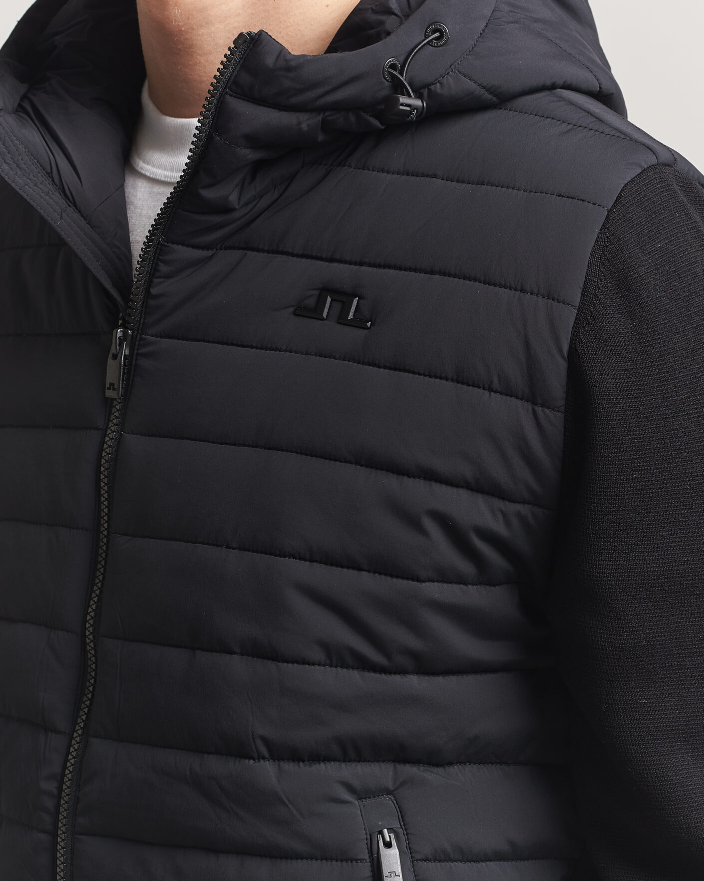 Uomini | Giacche | J.Lindeberg | Ebbe Hybrid Knit Hoodie Black