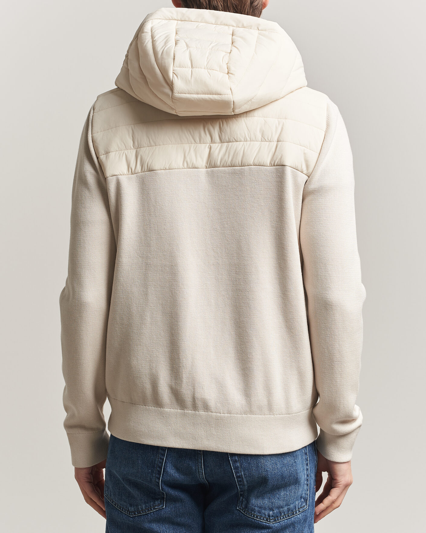 Uomini | Giacche | J.Lindeberg | Ebbe Hybrid Knit Hoodie Moonbeam