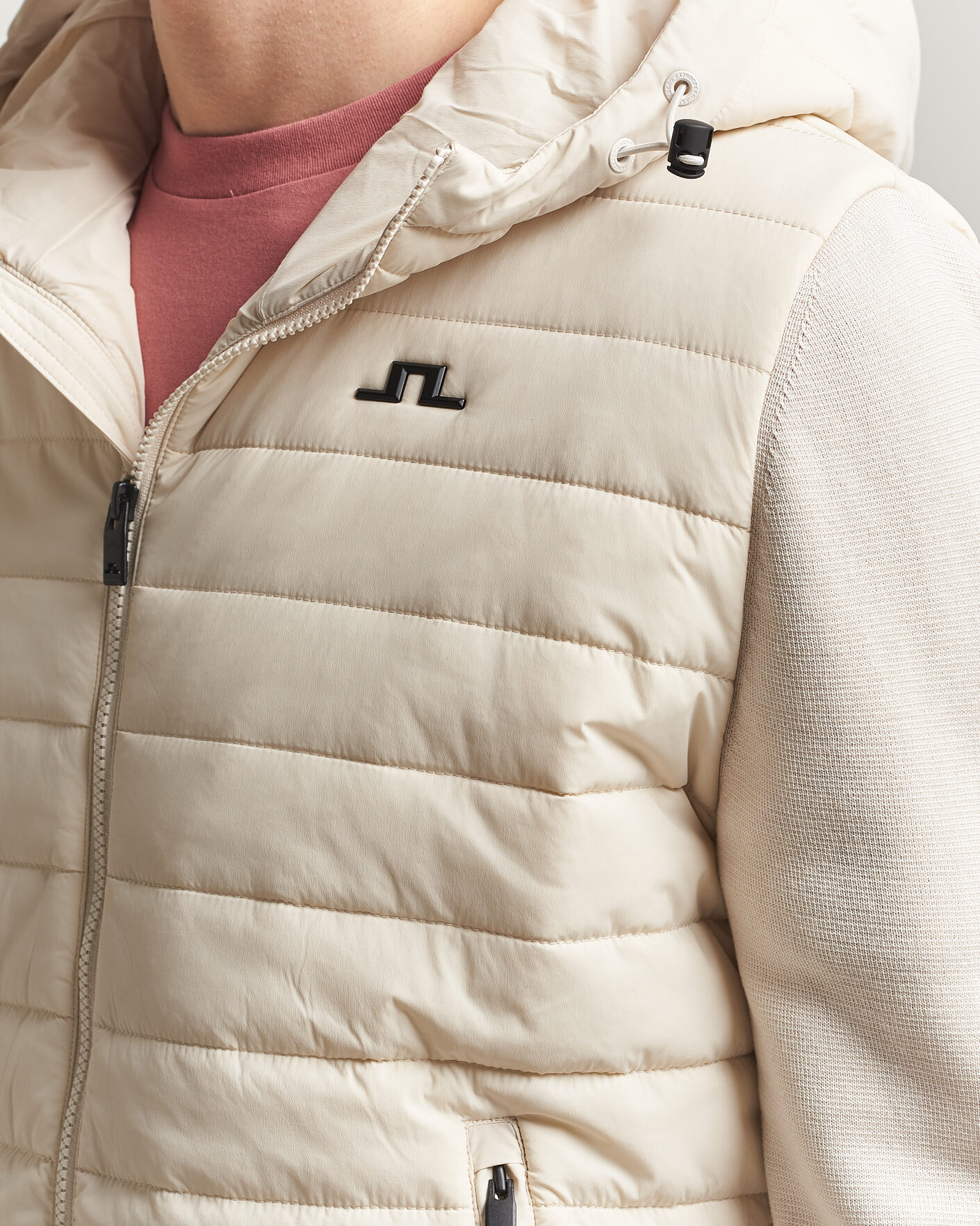 Uomini | Giacche | J.Lindeberg | Ebbe Hybrid Knit Hoodie Moonbeam