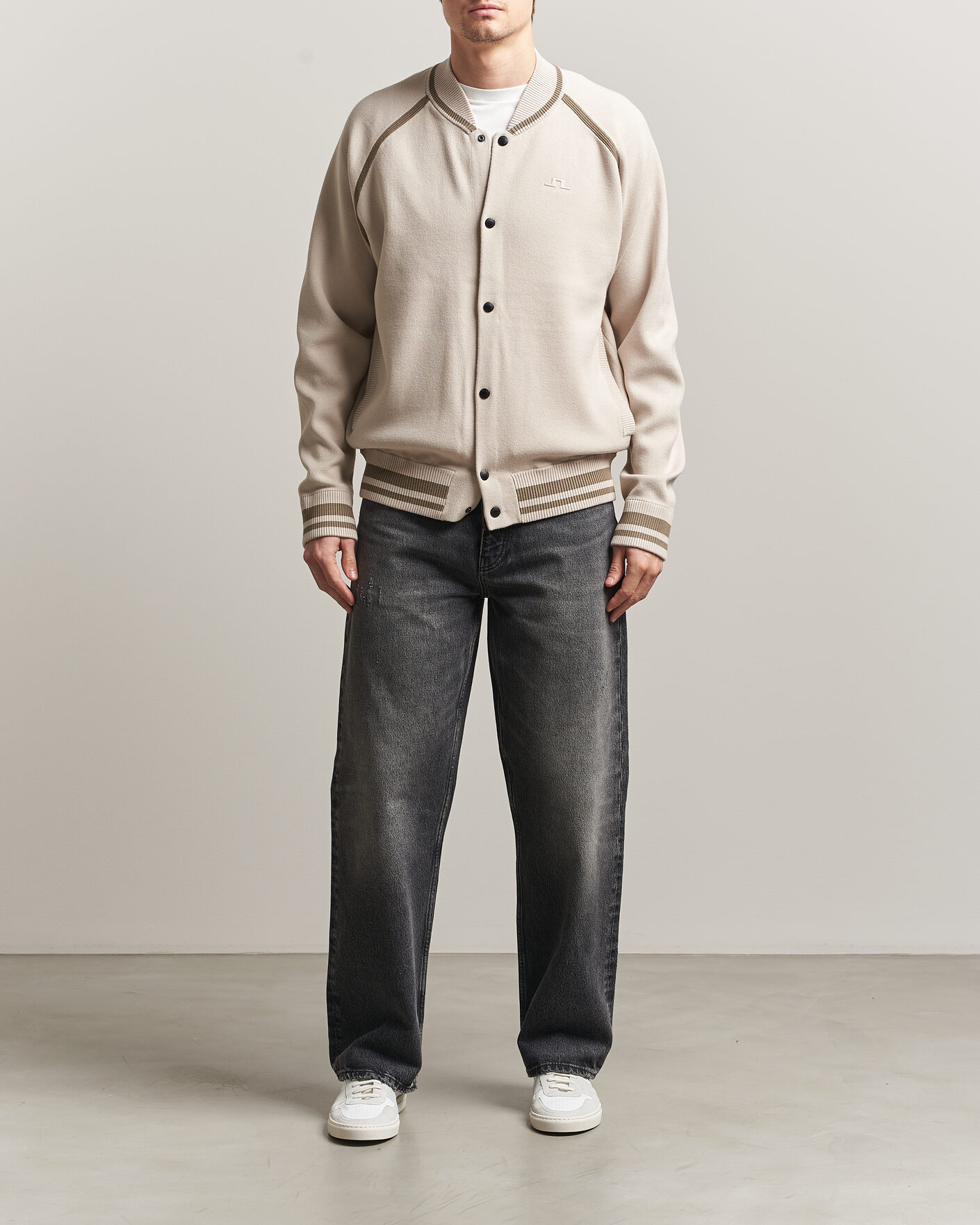 Uomini | Giacche | J.Lindeberg | Stanley Jacquard Knit Bomber Moonbeam