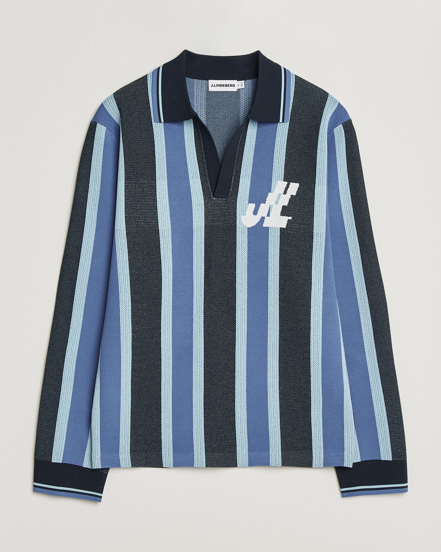 Uomini | Polo | J.Lindeberg | Silas Stripe Polo Knit JL Navy