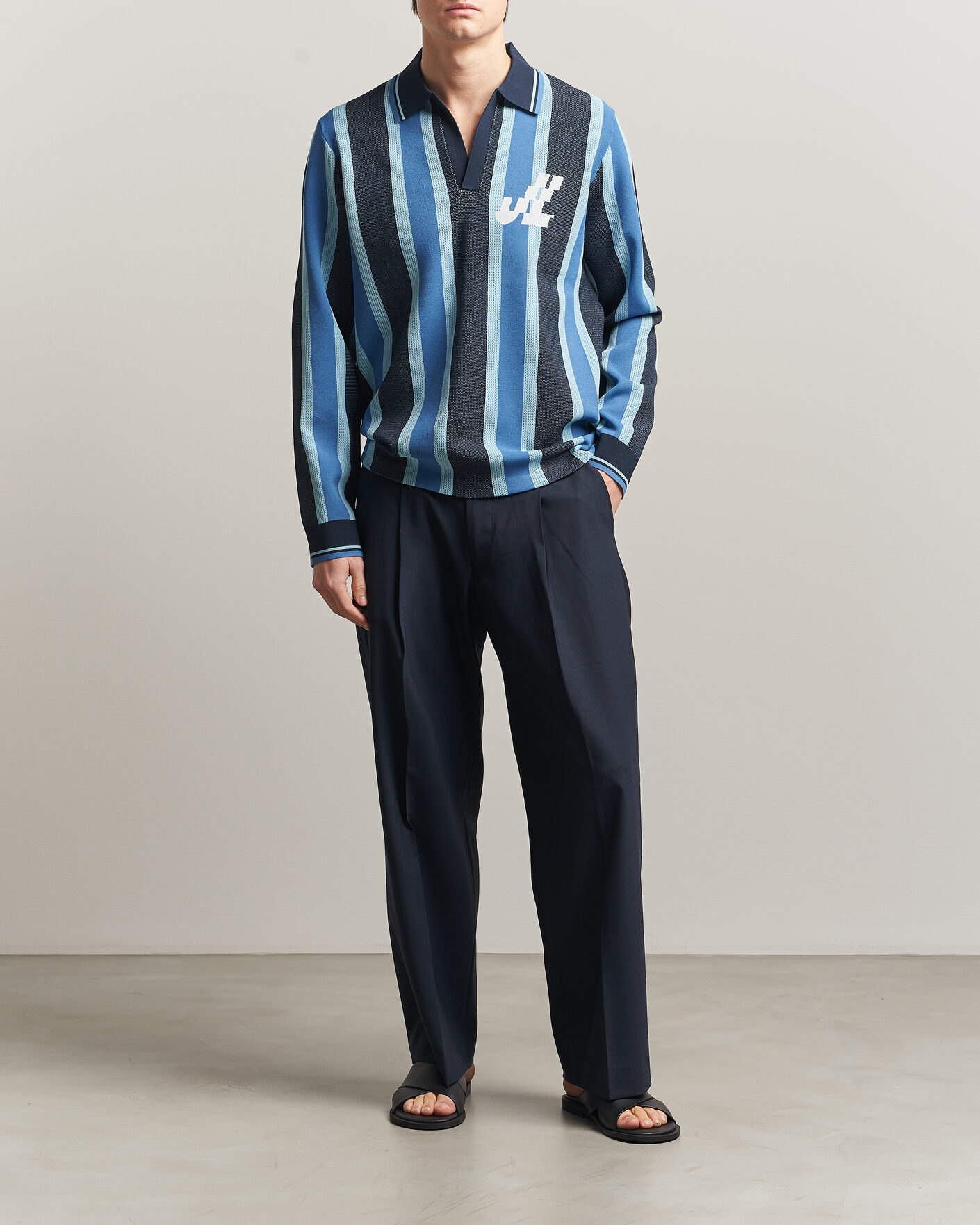 Uomini | Polo | J.Lindeberg | Silas Stripe Polo Knit JL Navy