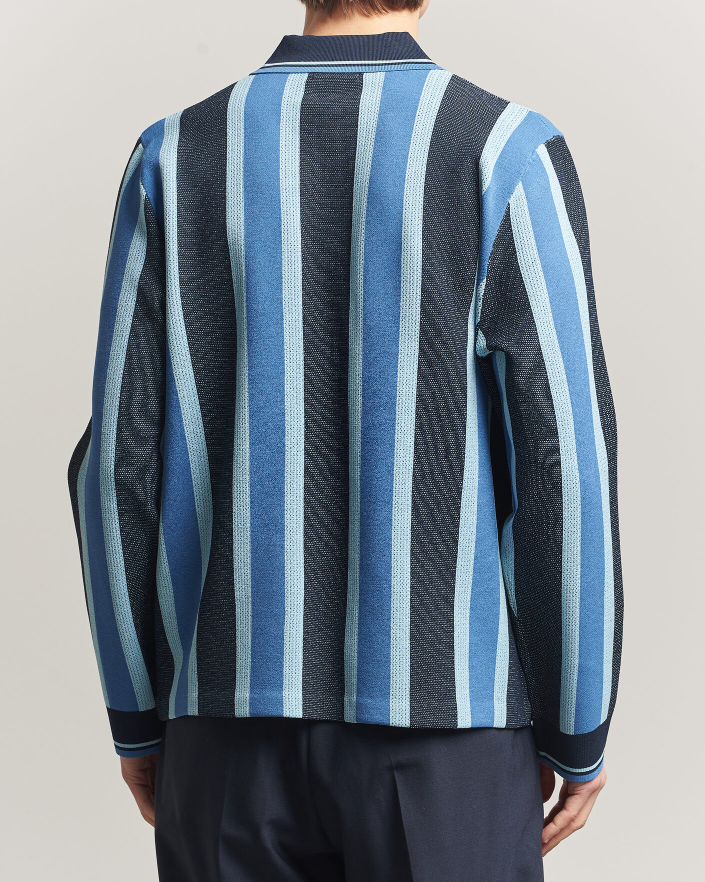 Uomini | Polo | J.Lindeberg | Silas Stripe Polo Knit JL Navy
