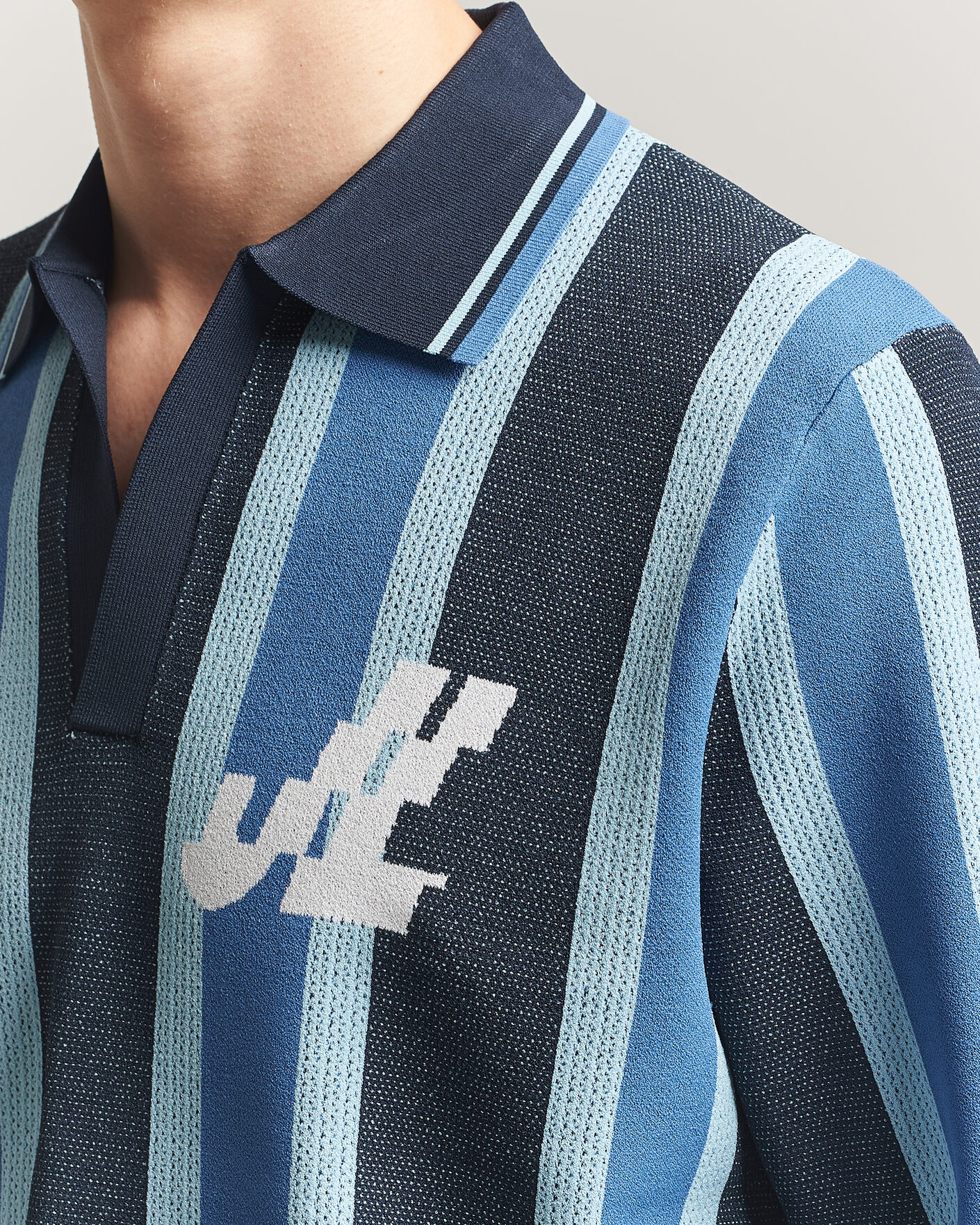 Uomini | Polo | J.Lindeberg | Silas Stripe Polo Knit JL Navy