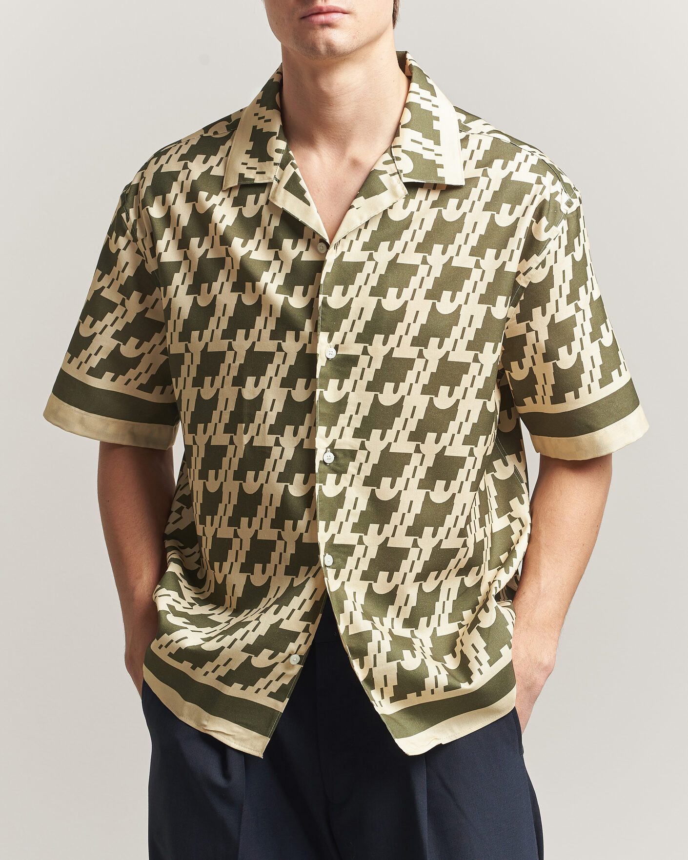 Uomini | Camicie | J.Lindeberg | Ellis Border Resort Shirt Glitch Kalamata