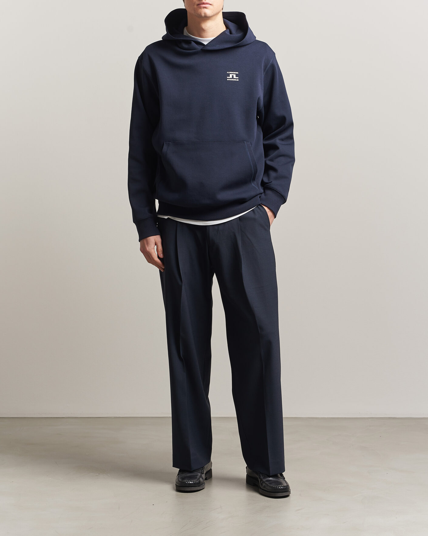 Uomini | Maglieria | J.Lindeberg | Club Printed Hoodie JL Navy