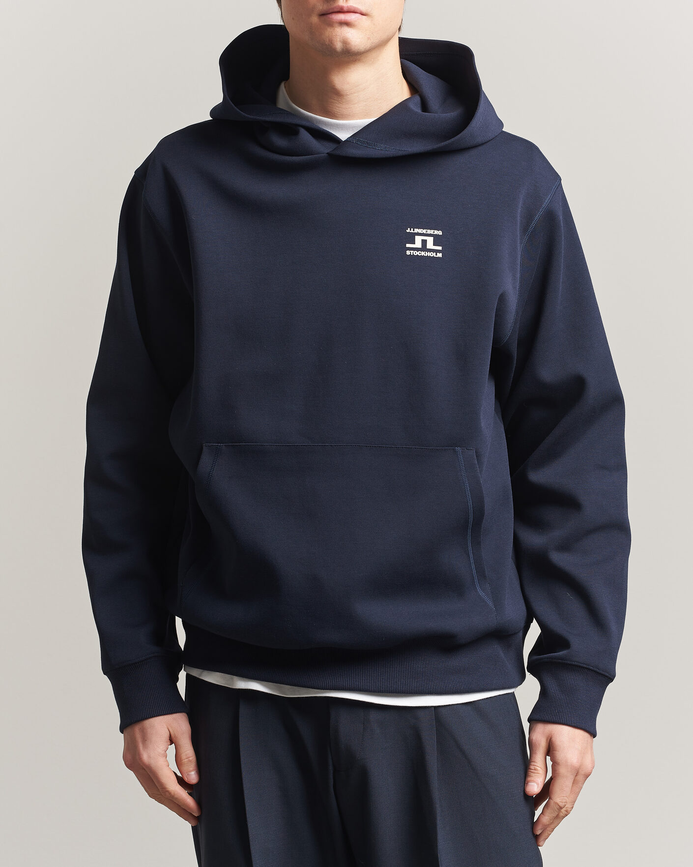 Uomini | Maglieria | J.Lindeberg | Club Printed Hoodie JL Navy