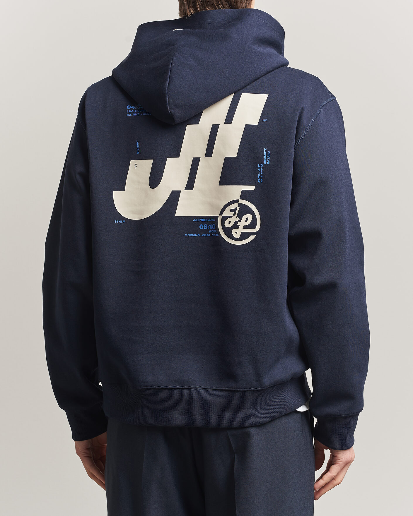 Uomini | Maglieria | J.Lindeberg | Club Printed Hoodie JL Navy