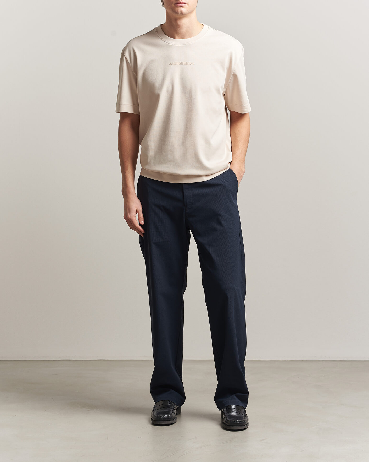 Uomini | T-shirt | J.Lindeberg | Hale Heavy Logo T-Shirt Moonbeam