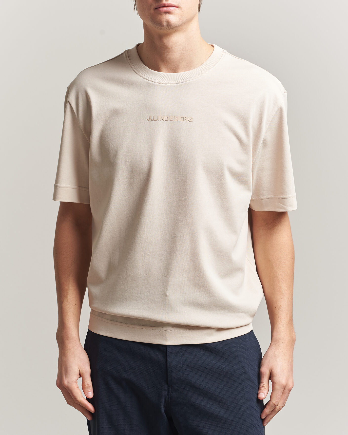 Uomini | T-shirt | J.Lindeberg | Hale Heavy Logo T-Shirt Moonbeam