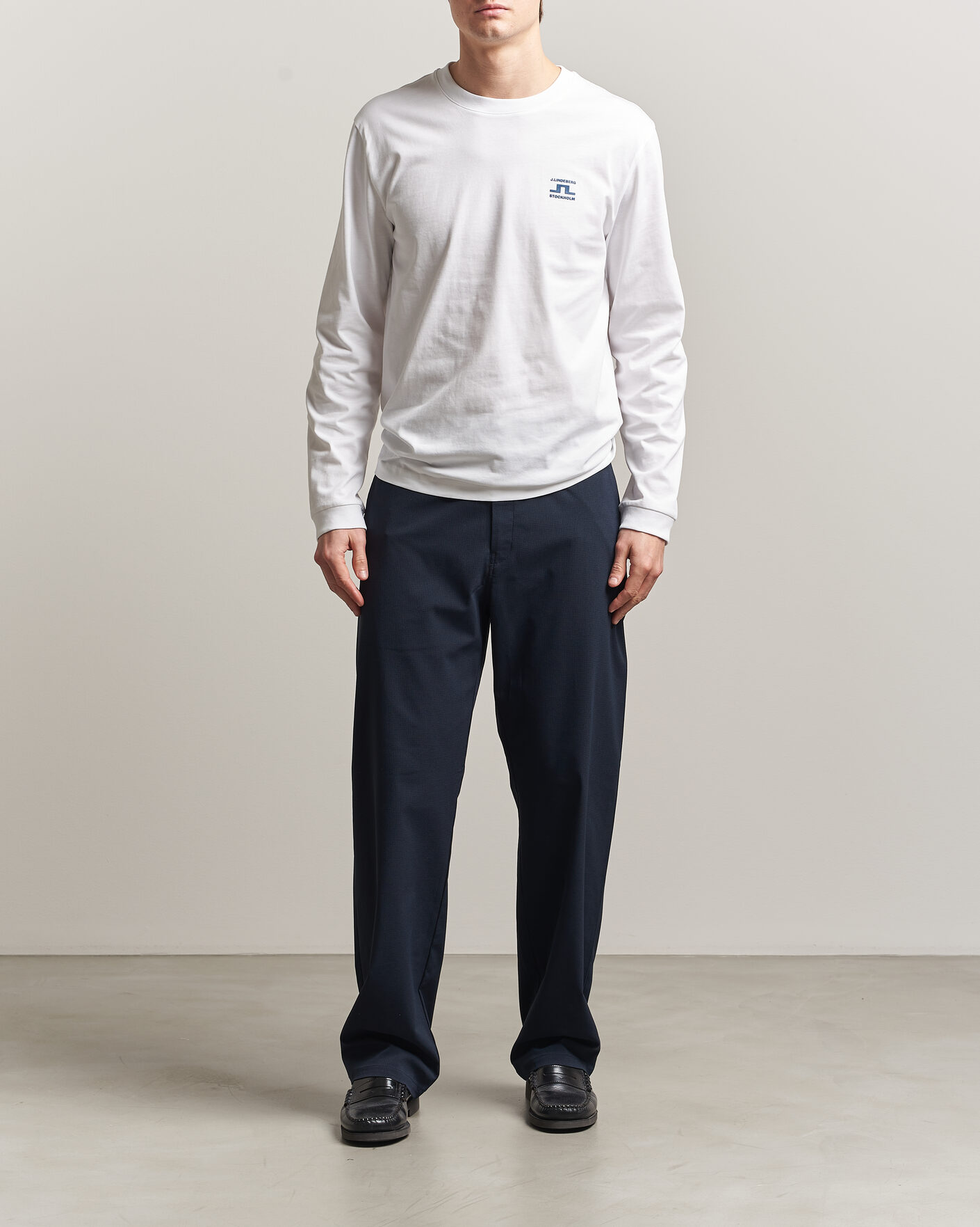 Uomini | T-shirt | J.Lindeberg | Parcie Long Sleeve T-Shirt White