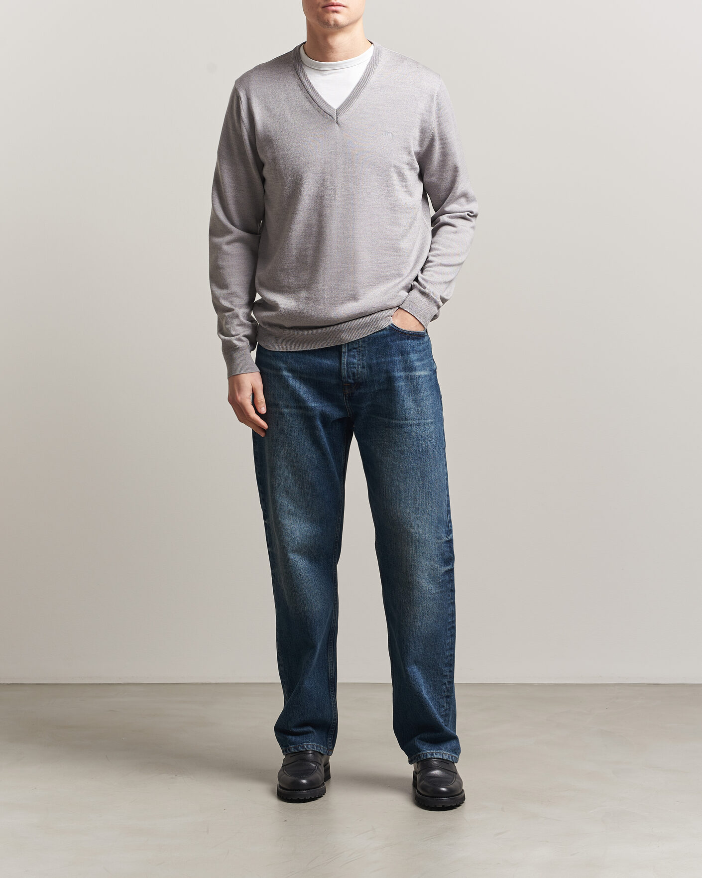 Uomini | Maglieria | J.Lindeberg | Lymann Merino V-Neck Pullover Light Grey Melange