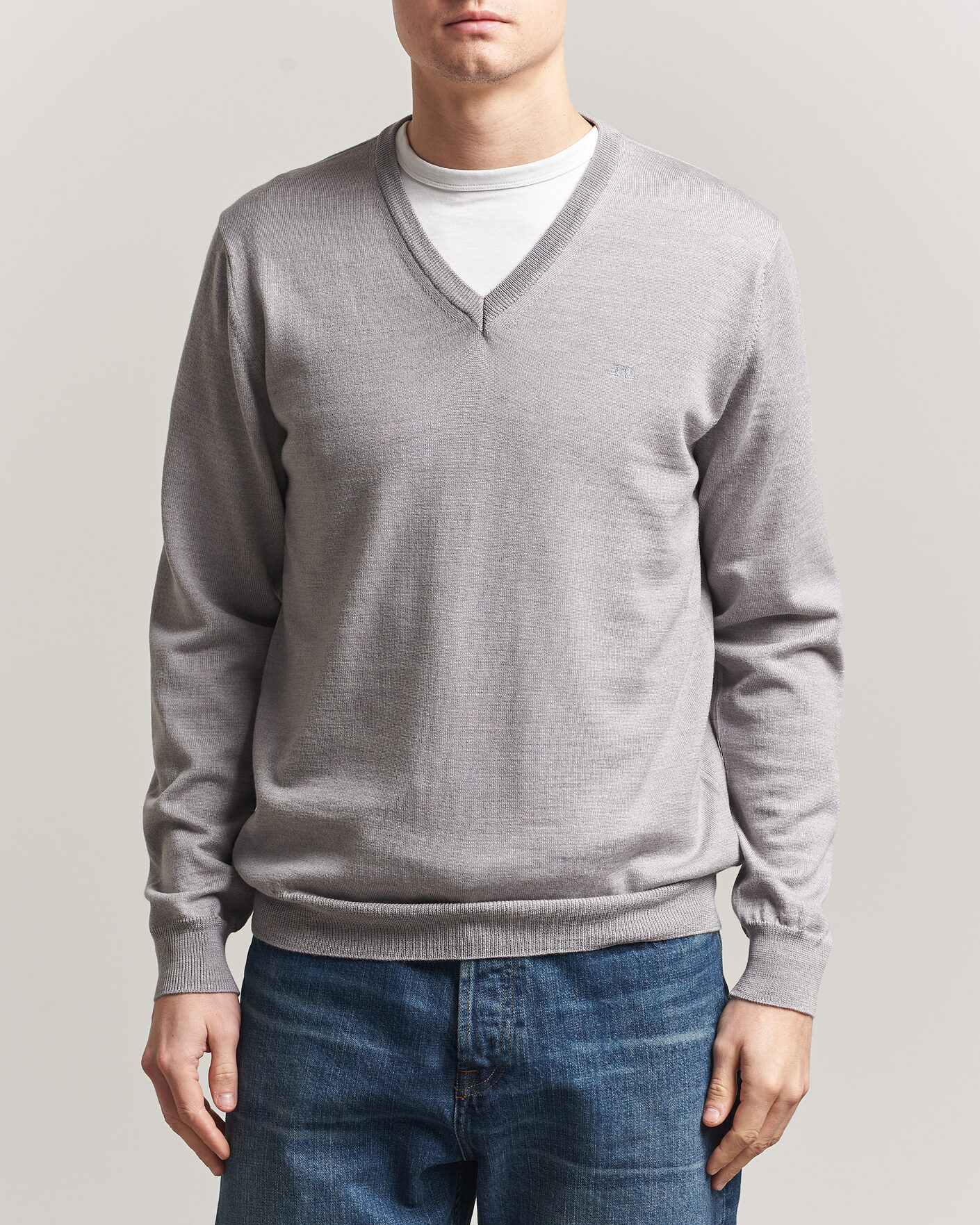 Uomini | Maglieria | J.Lindeberg | Lymann Merino V-Neck Pullover Light Grey Melange