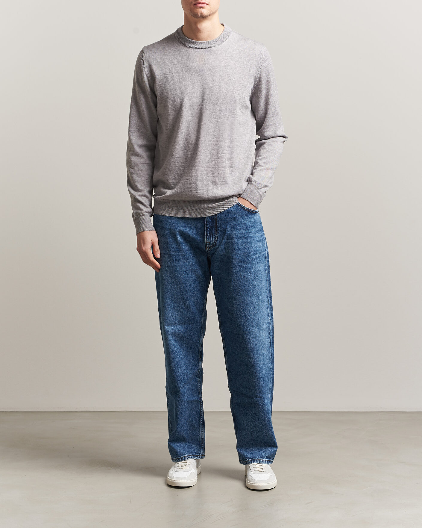 Uomini | Maglieria | J.Lindeberg | Keane Merino Crew Neck Pullover Light Grey Melange