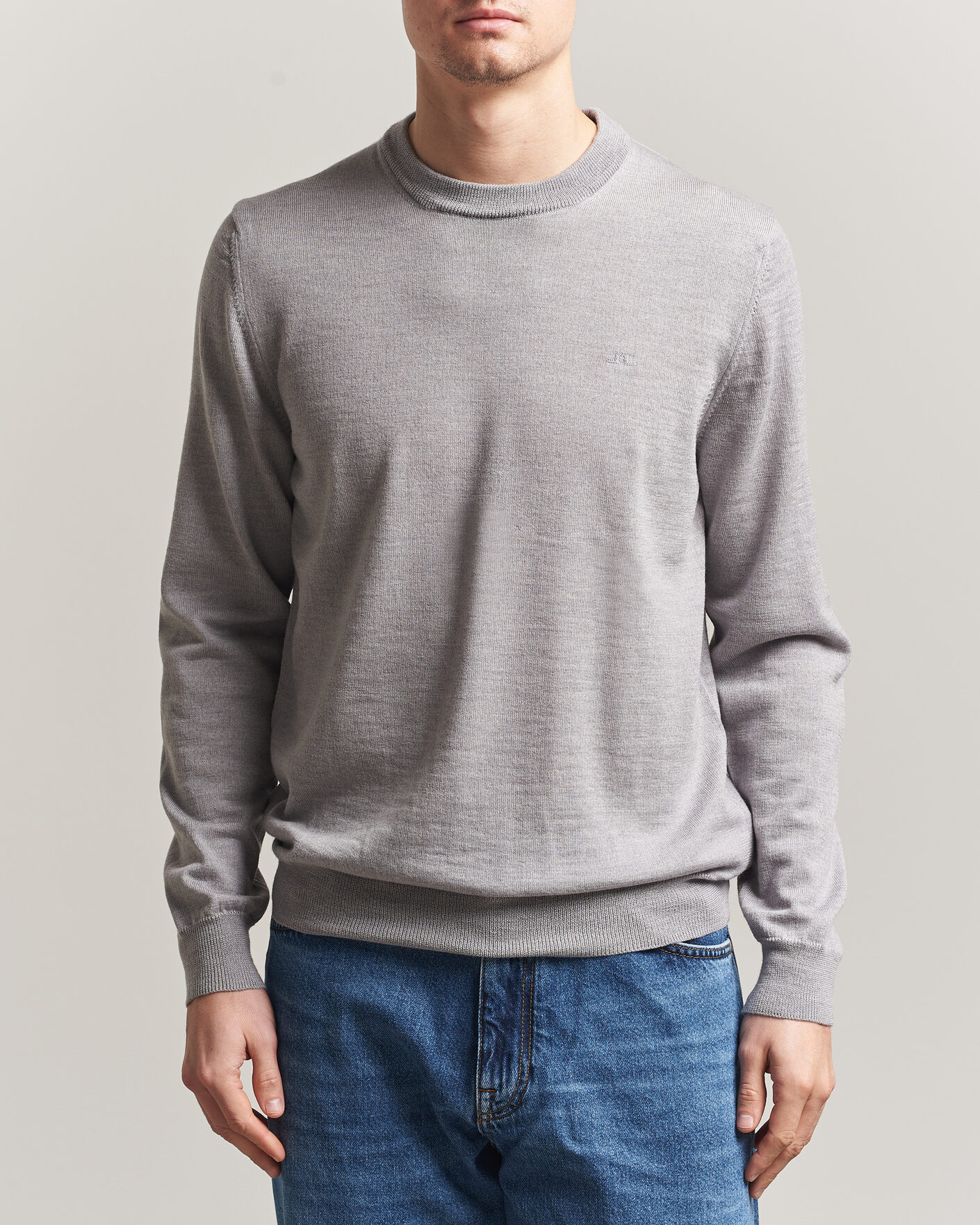 Uomini | Maglieria | J.Lindeberg | Keane Merino Crew Neck Pullover Light Grey Melange