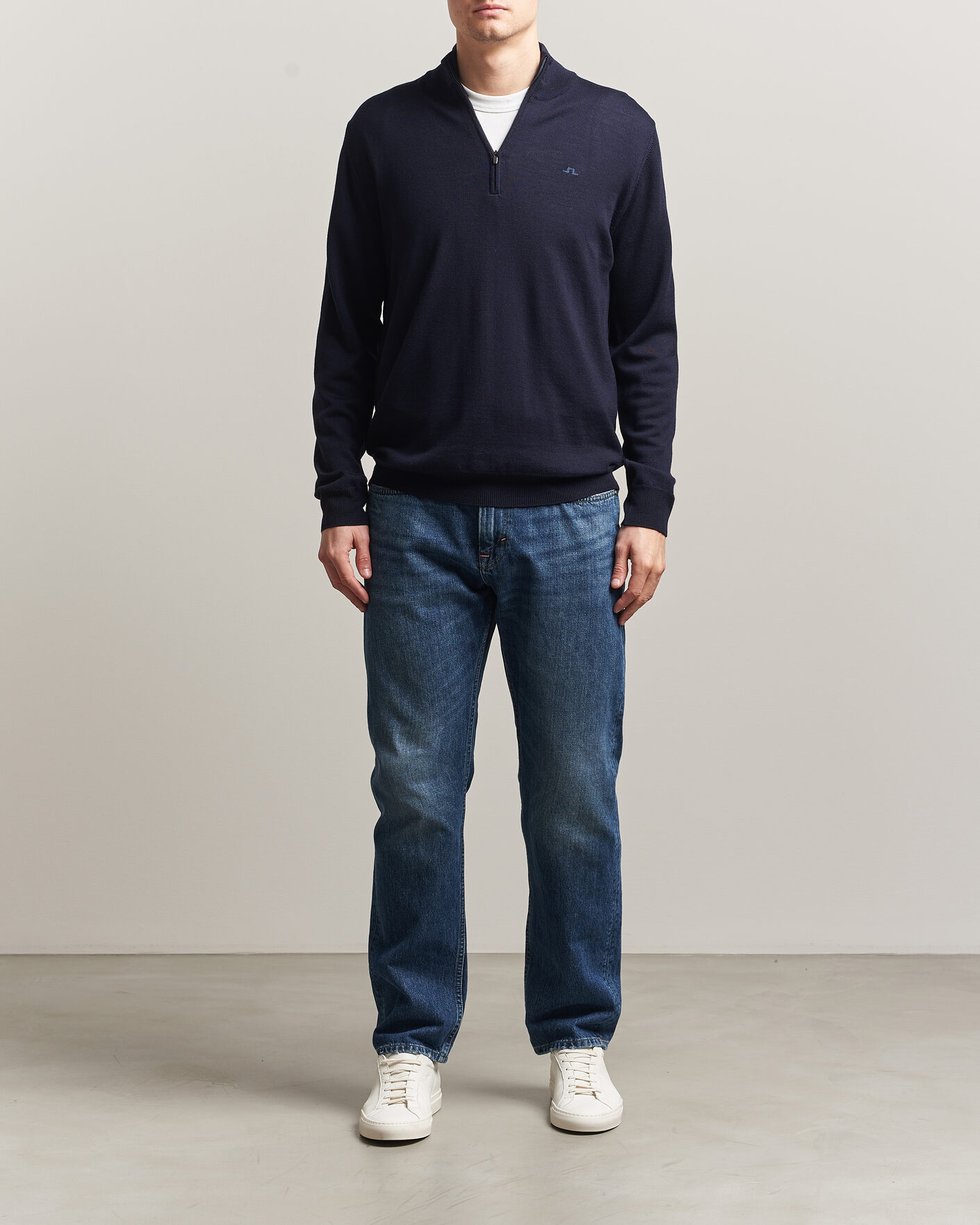 Uomini | Maglieria | J.Lindeberg | Kiyan Merino Half Zip JL Navy