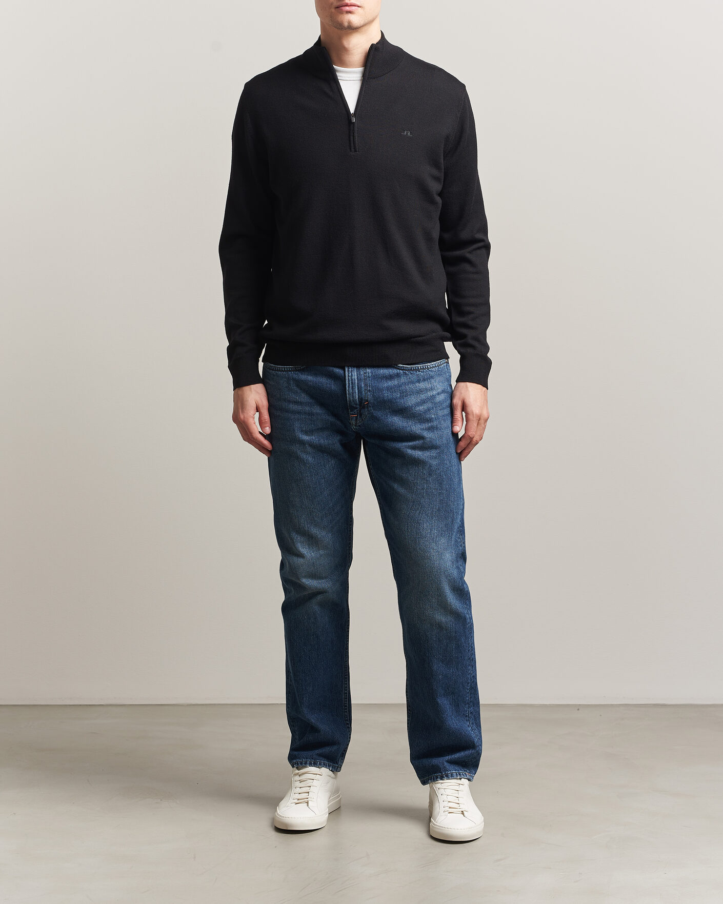 Uomini | Maglieria | J.Lindeberg | Kiyan Merino Half Zip Black