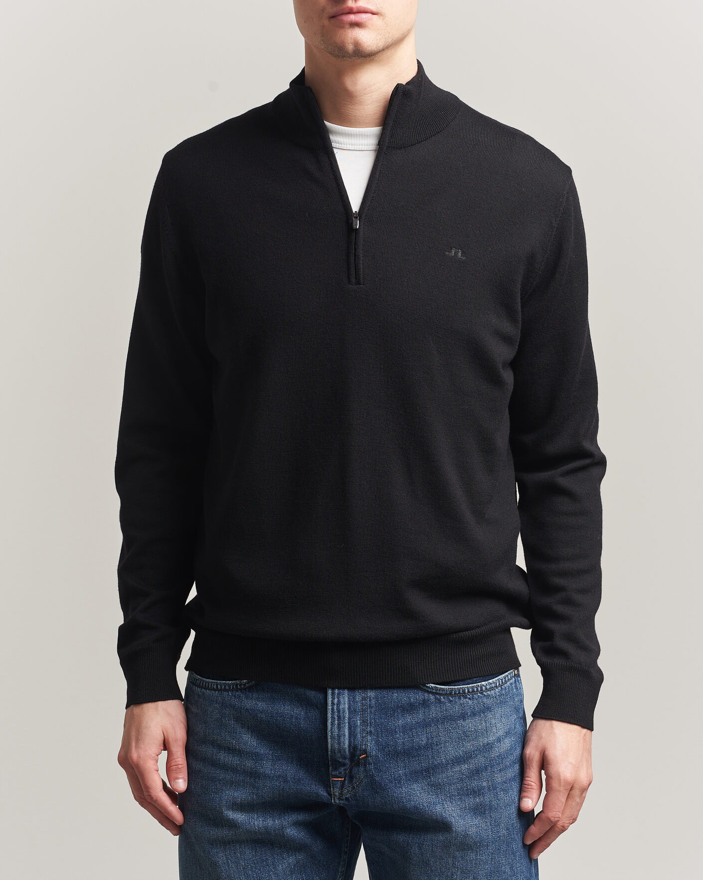 Uomini | Maglieria | J.Lindeberg | Kiyan Merino Half Zip Black