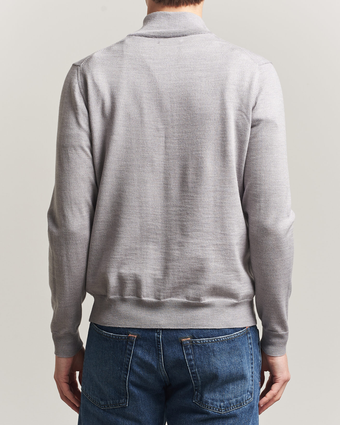 Uomini | Maglieria | J.Lindeberg | Kiyan Merino Half Zip Light Grey Melange