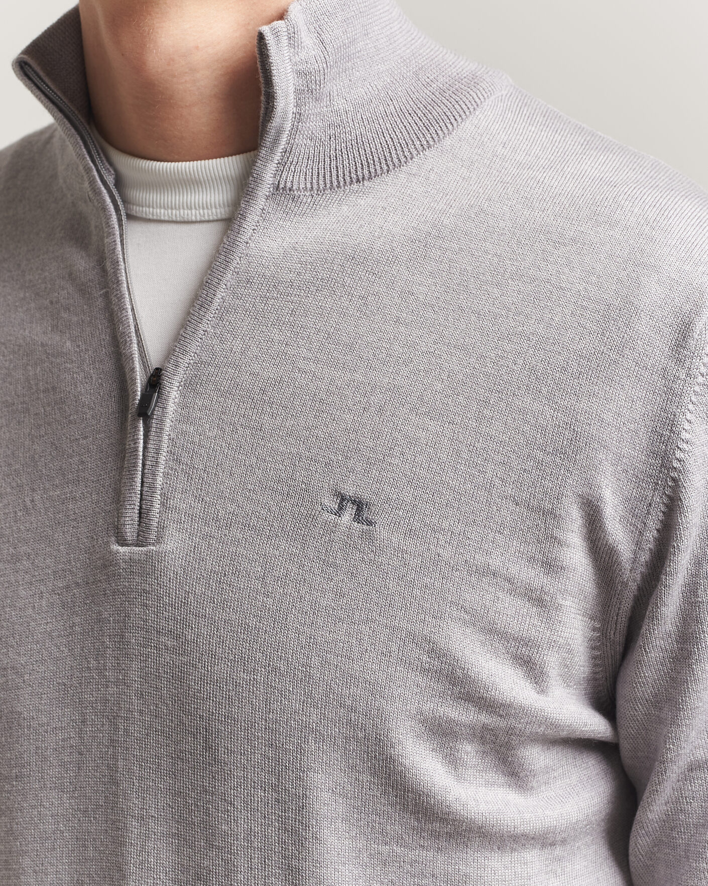 Uomini | Maglieria | J.Lindeberg | Kiyan Merino Half Zip Light Grey Melange