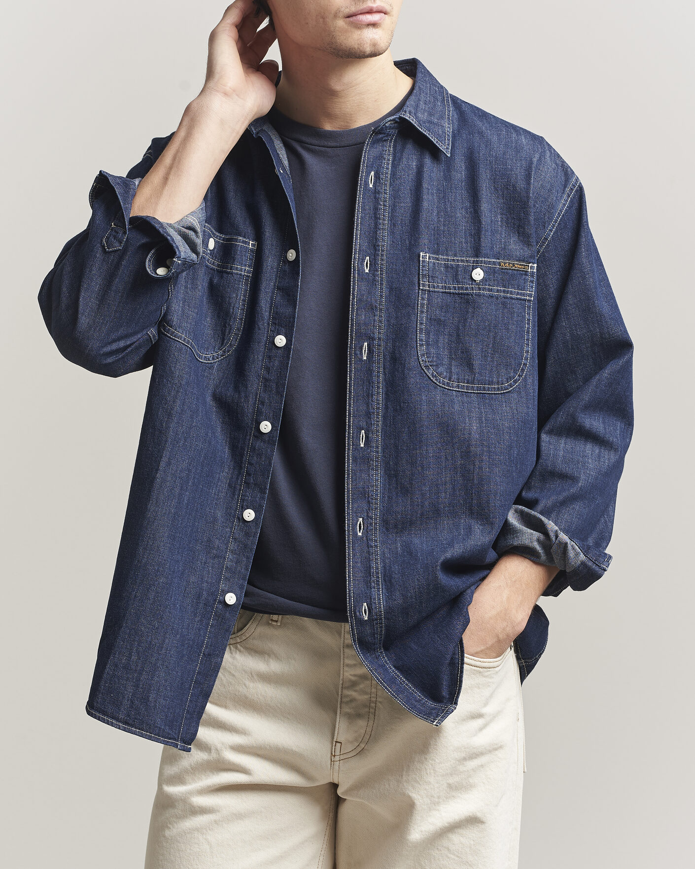 Uomini | Camicie | Nudie Jeans | Julian Denim Shirt Rinsed