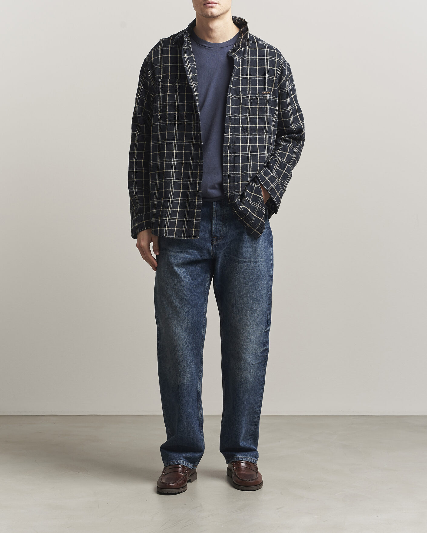 Uomini | Camicie | Nudie Jeans | Julian Checked Worker Shirt Black