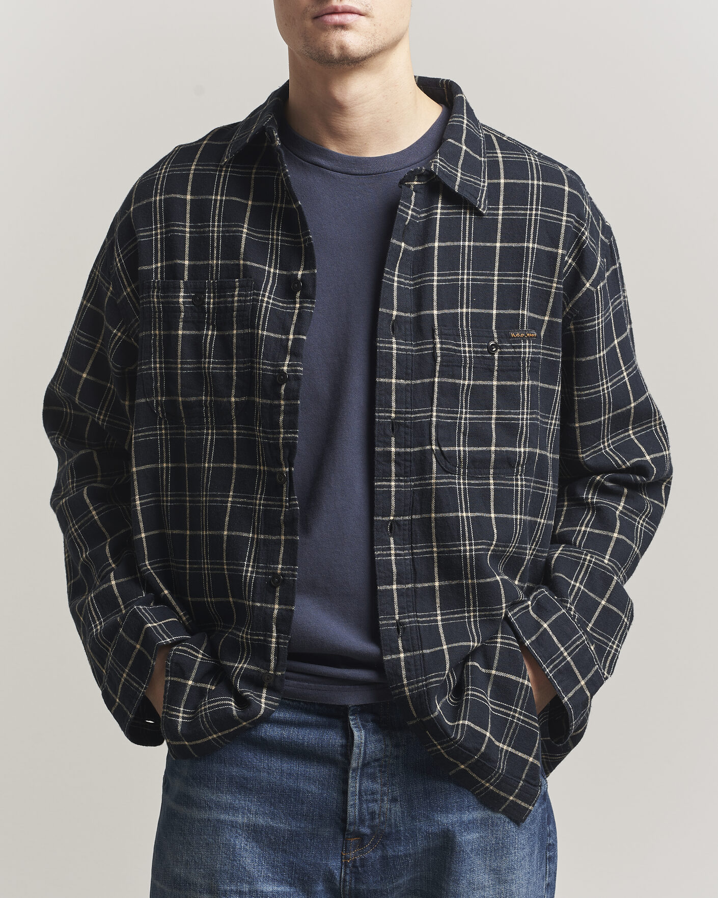 Uomini | Camicie | Nudie Jeans | Julian Checked Worker Shirt Black