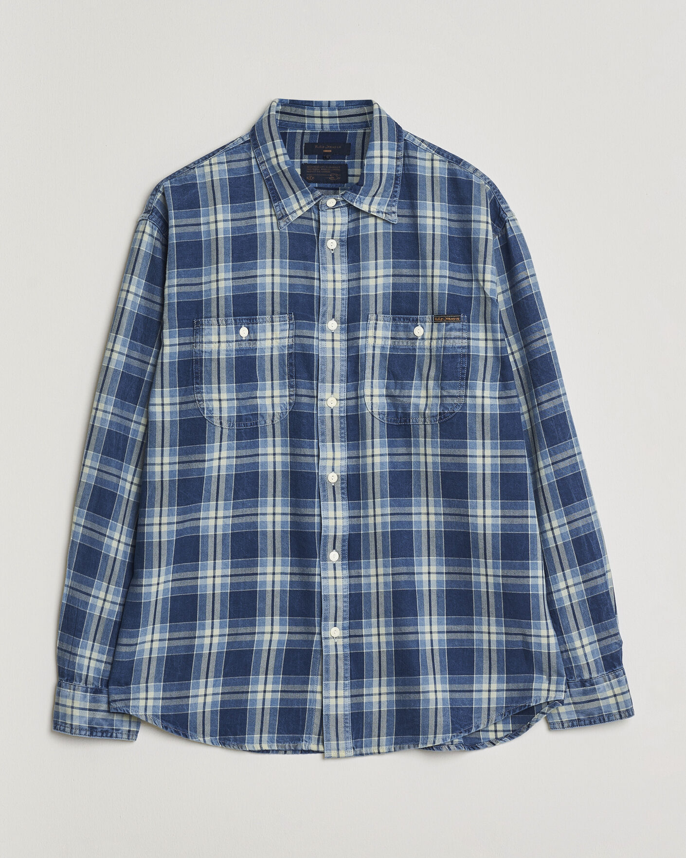 Uomini | Camicie | Nudie Jeans | Julian Checked Worker Shirt Indigo