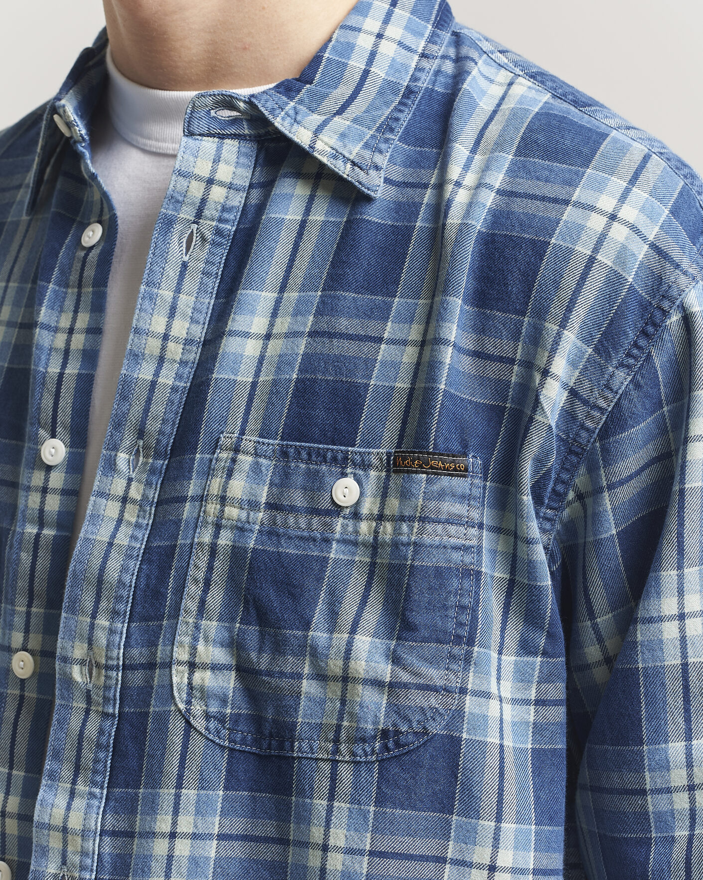 Uomini | Camicie | Nudie Jeans | Julian Checked Worker Shirt Indigo