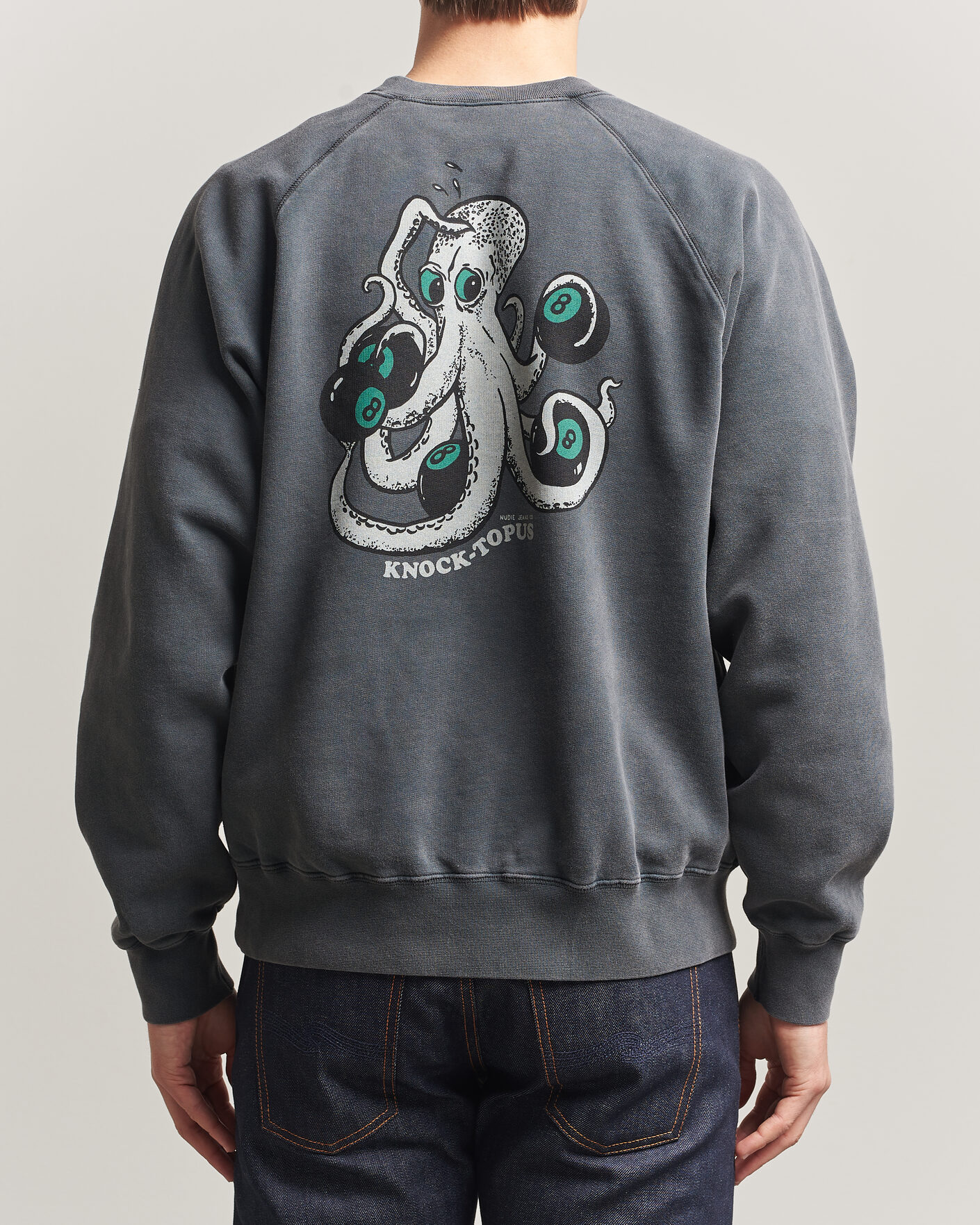 Uomini | Maglieria | Nudie Jeans | Palle Printed Crew Neck Sweatshirt Antracite